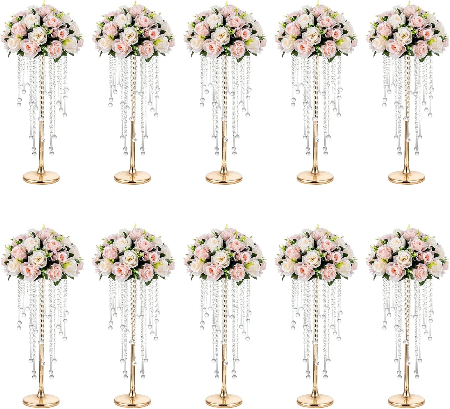 NUPTIO Gold Vases for Centerpieces Wedding 10 Pcs 21.7in