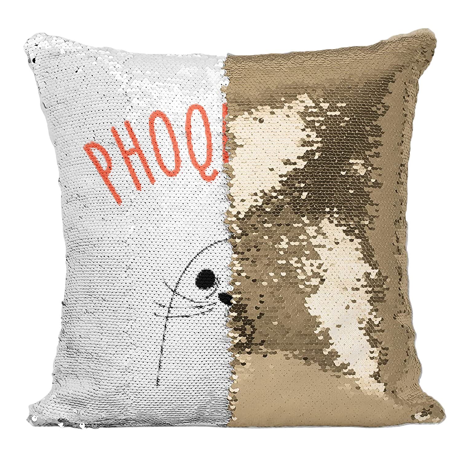 Coussin Sequin brillant Paillettes Dorees humour animaux