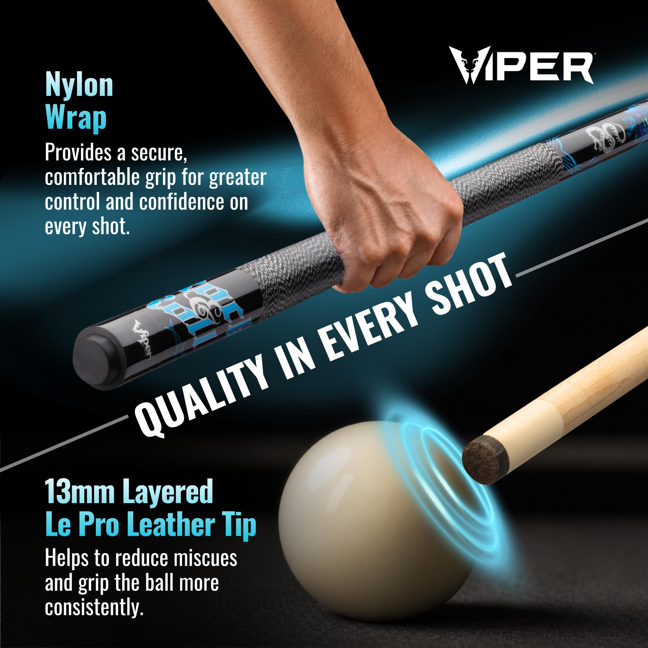 Viper Underground Billardqueue, Rock & Roll, 2-teilig, 147,3 cm