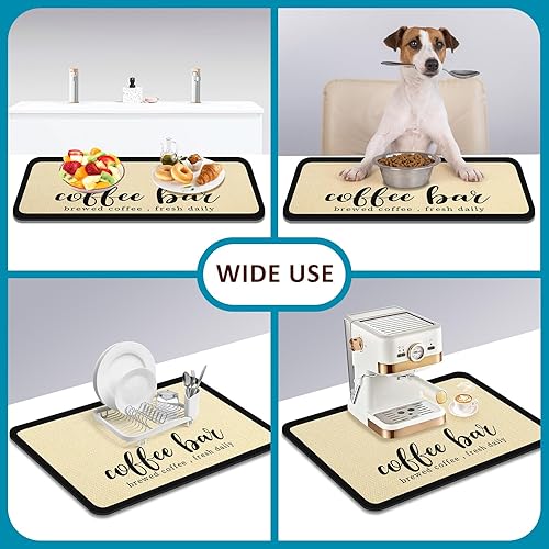 Miniatura 5 de Tapete de café, tapete de secado rápido para encimera de cocina, tapete de barra de café con parte trasera de goma, absorbente de manchas,