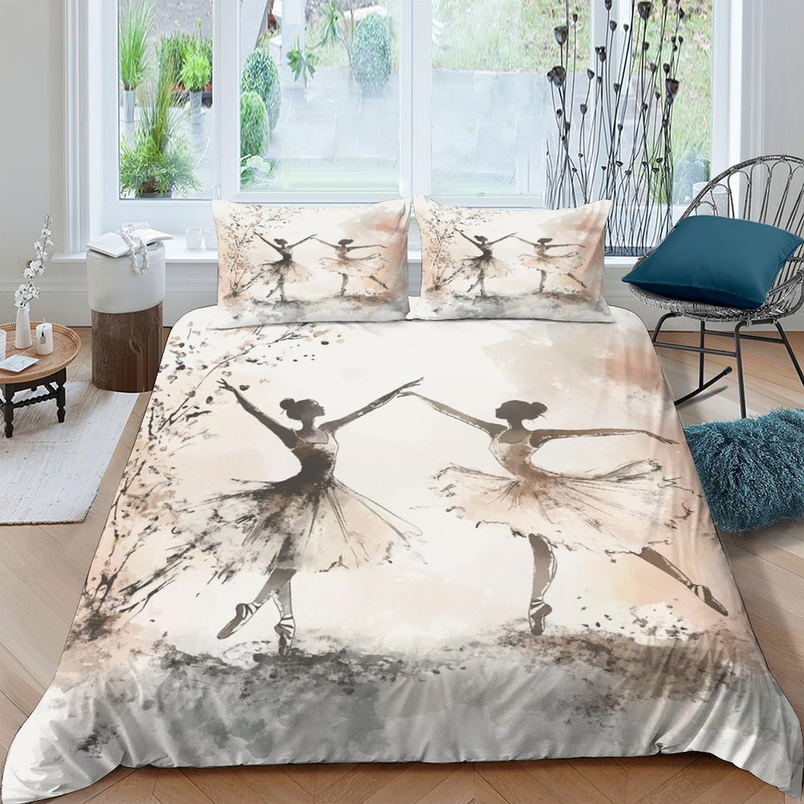 Ctjqhvkz Style-1 3D Printed Ballet Dancer Fitted Sheet Microfiber Soft Artistic Watercolor Mattress Cover For Bedroom Guest Room Decor Single（135X200cm）