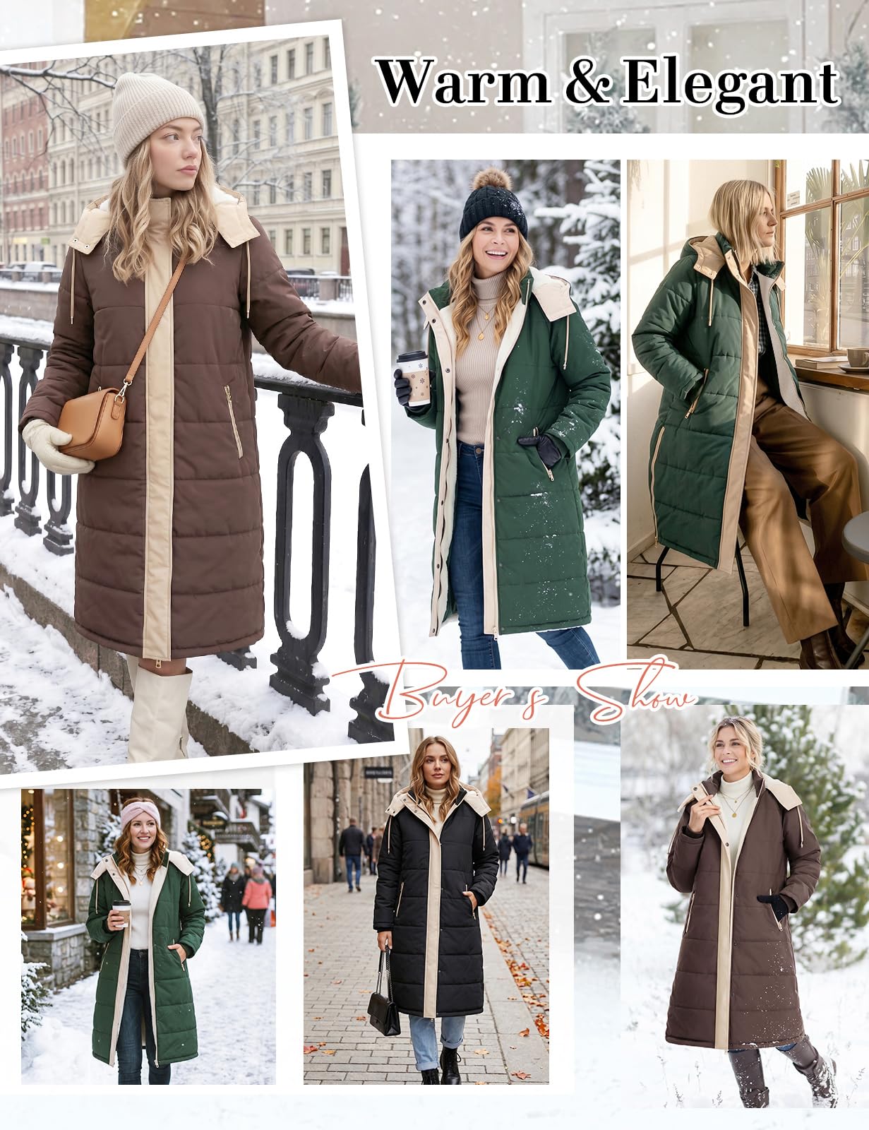 Tuopuda Giacca Donna Lungo Calda Invernale Idrorepellente Cappuccio