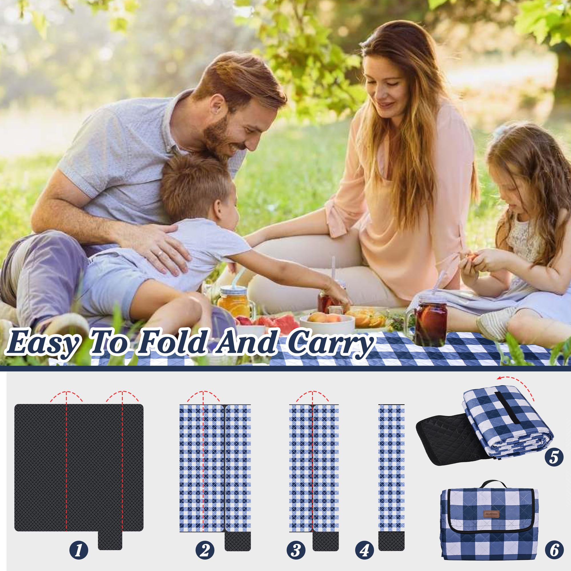Tapete de picnic impermeable de gran tamaño, tapete portátil para exteriores