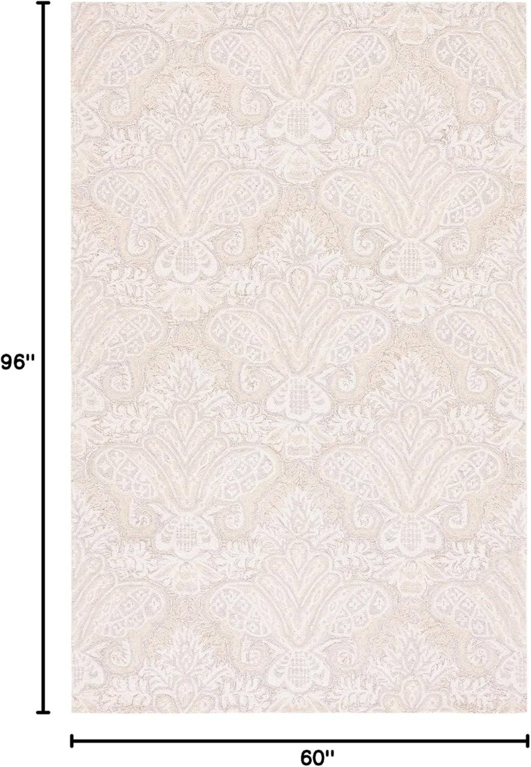 Blue and Ivory Hand-Tufted Wool Area Rug, 5' x 8'
