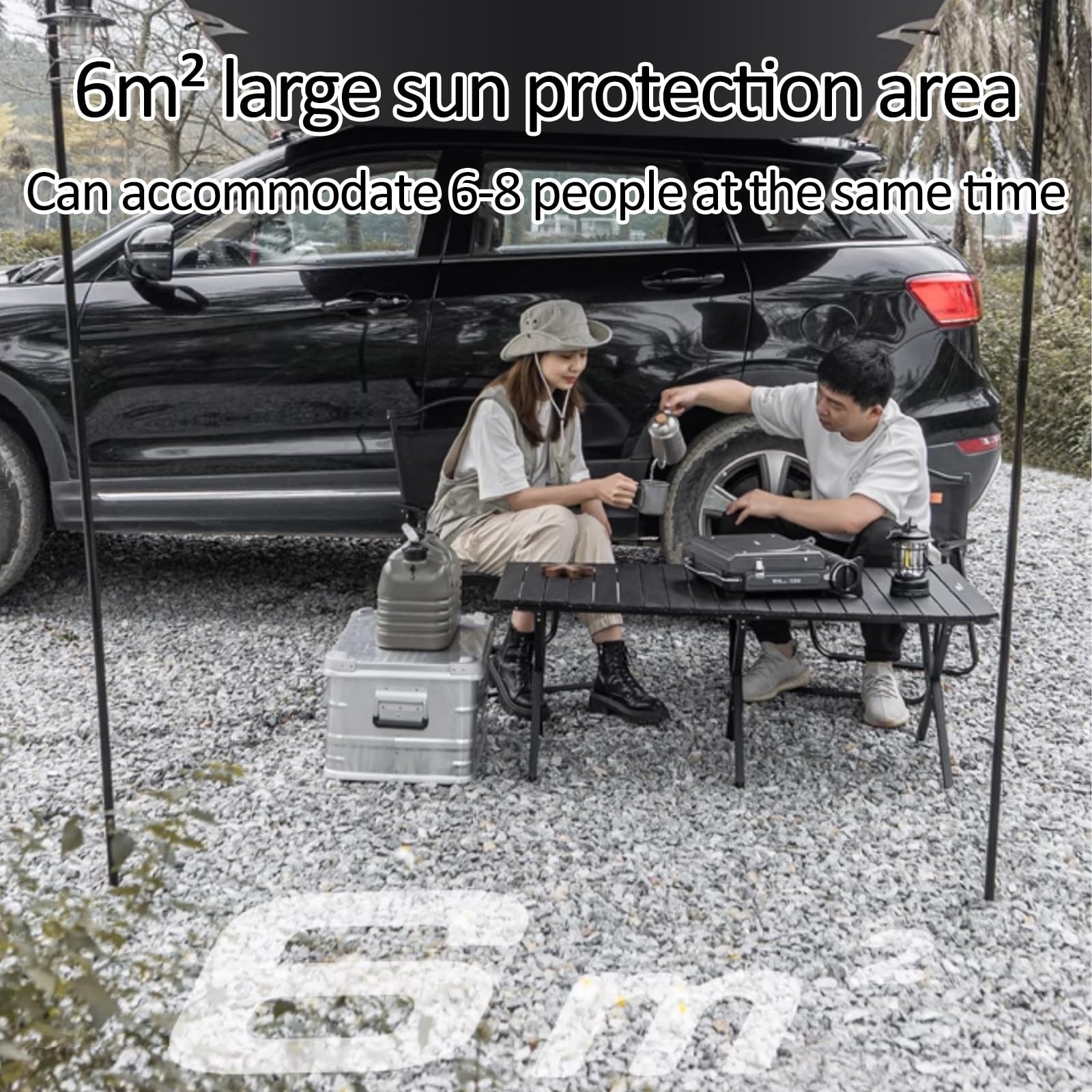Tenda da Campeggio Portatile per Auto, Tenda da Campeggio Resistente alle Intemperie con Ventosa per attività All'aperto Come Viaggi di Pesca, 2x3M