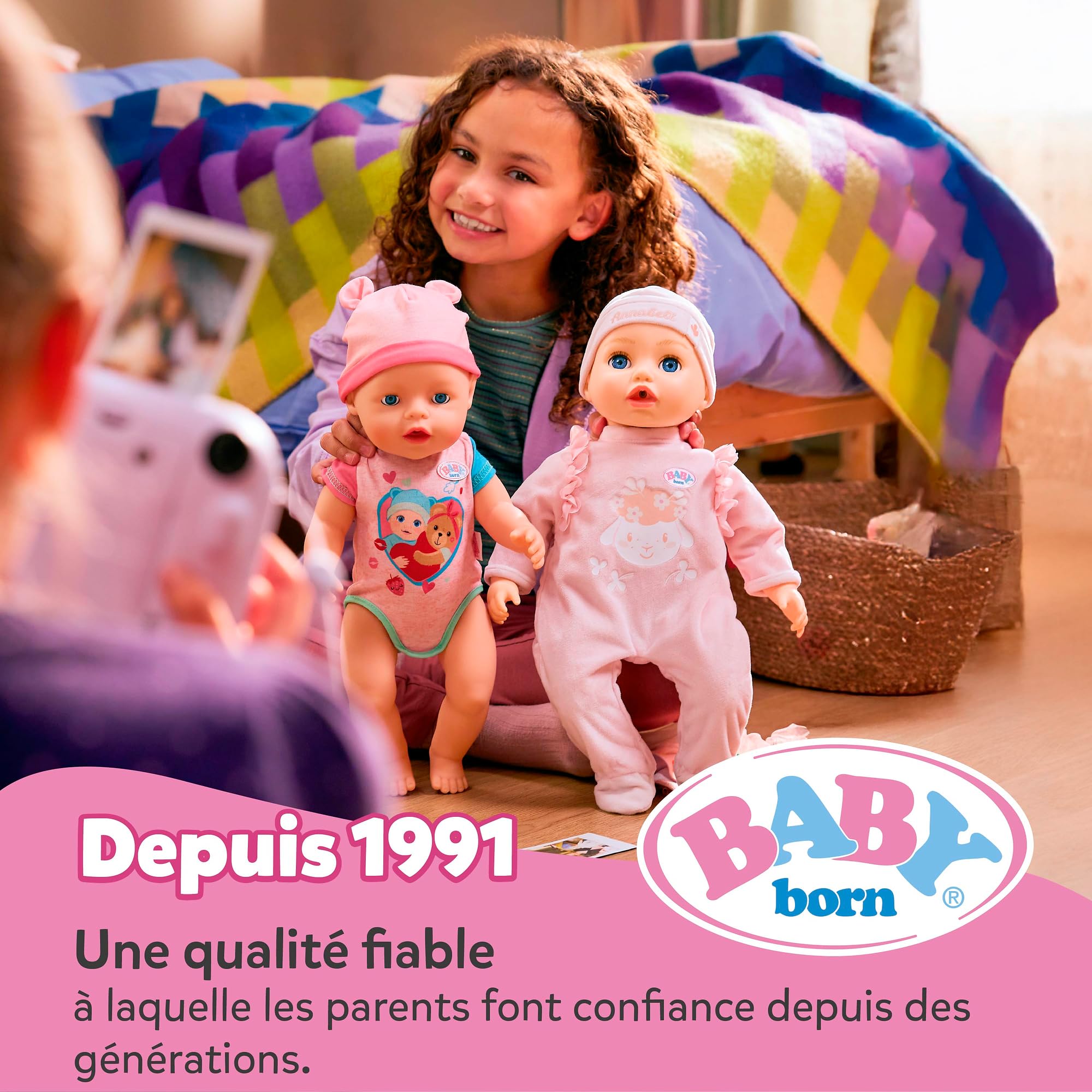 BABY born Vélo avec Lucky, vélo pour poupée avec Panier, Guidon et Autocollants