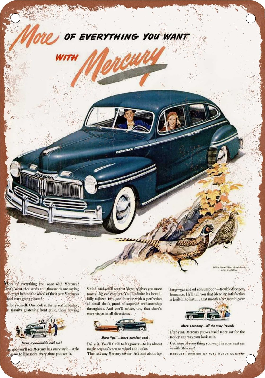 METAL SIGN - 1948 Mercury Vintage Ad 03 - Old Retro Rusty Look home decor