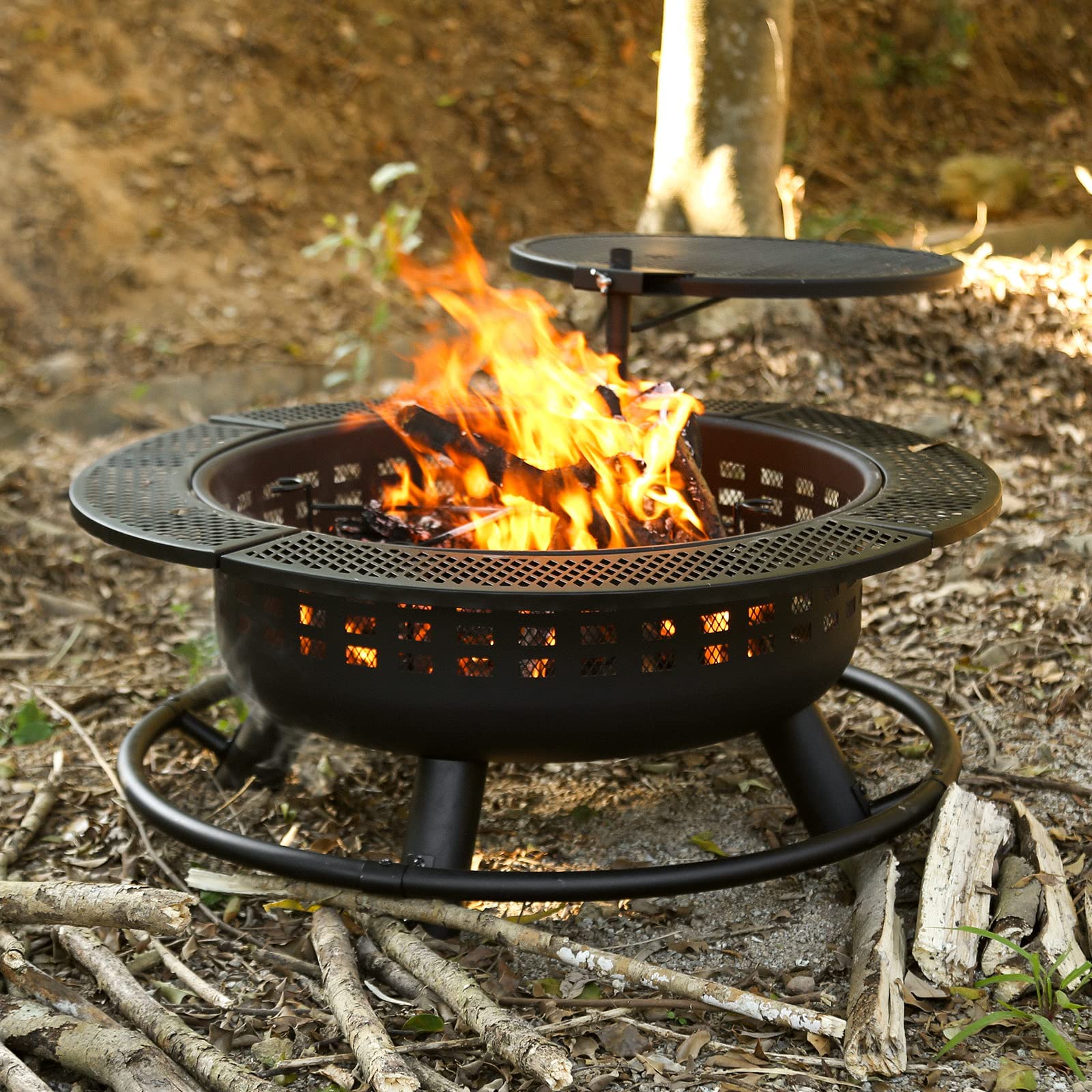 Buy Hykolity 2 in 1 Fire Pit with Swivel Cooking Grill, 32" Wood