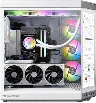 iBUYPOWER Y70TI Gaming PC Desktop Computer with HYTE Touch Screen Case,Intel Core Ultra 9 285 CPU,NVIDIA GeForce RTX 5070Ti 16GB GPU,32GB DDR5 RGB RAM,2TB SSD,Windows 11 Home,Keyboard,Mouse-Snow White
