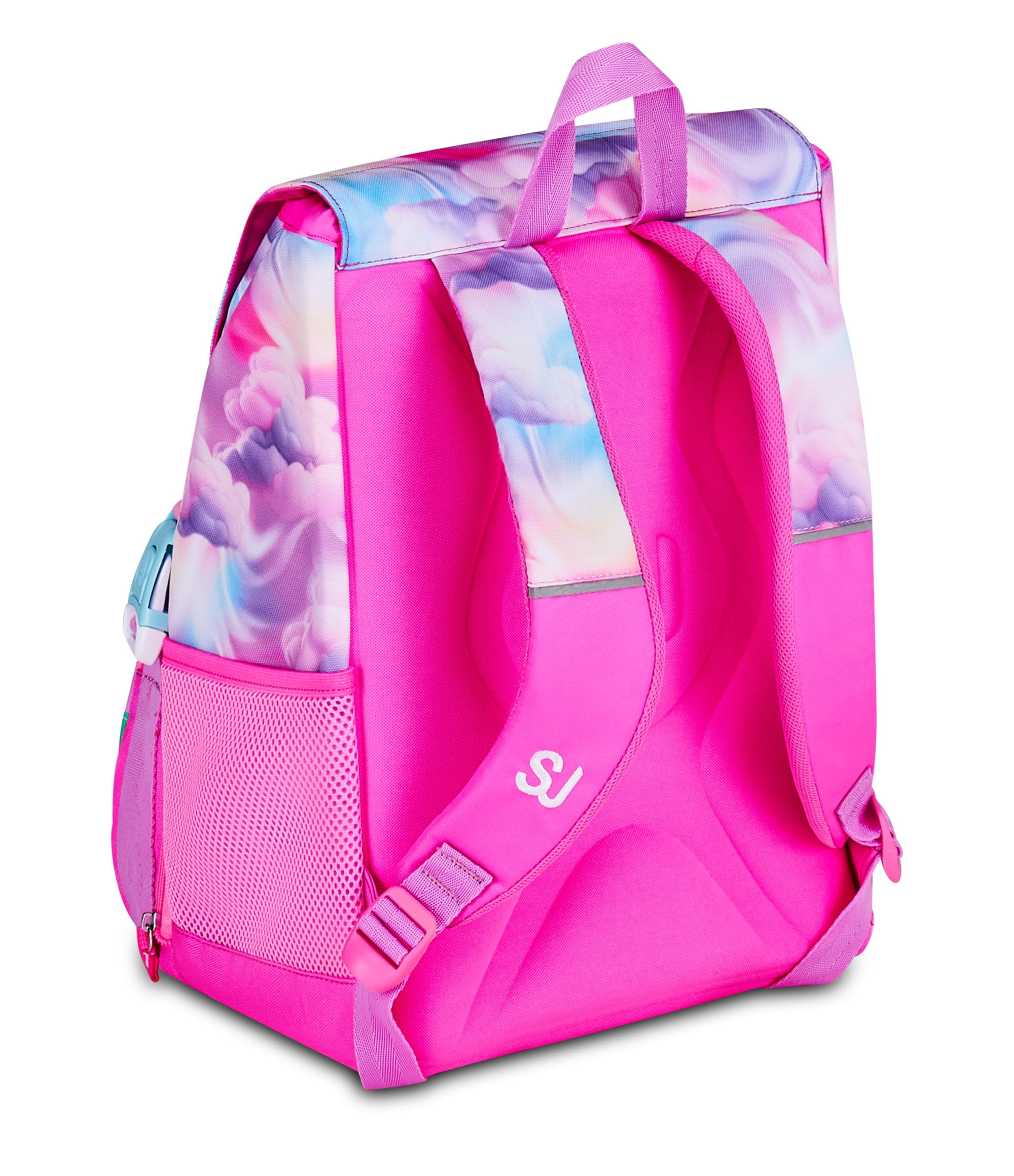 SJ GANG STYLE JAM GANG Zaino Scuola Estensibile JOYFUL PINS GIRL, Rosa, 24L, Zip Laterali, Inserto arcobaleno e pins amovibili, Tasca frontale, Tasca portaborraccia, Scuola elementare, Bambina
