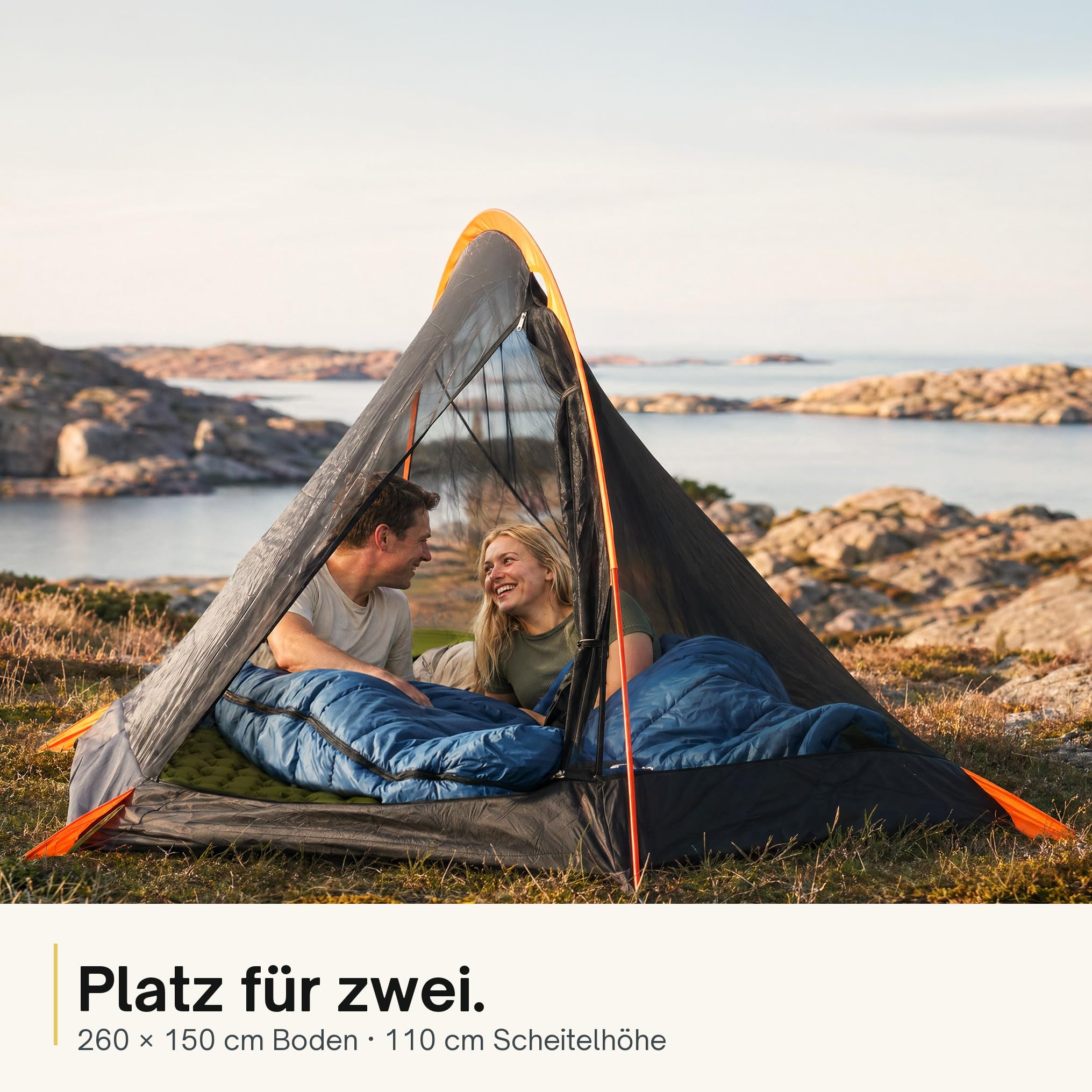 Trinordic Leichtes 1-2 Personen Zelt – Einbogen Trekkingzelt, 1,7 kg Minimaltransportgewicht, 3000 mm Wassersäule, Olivgrün