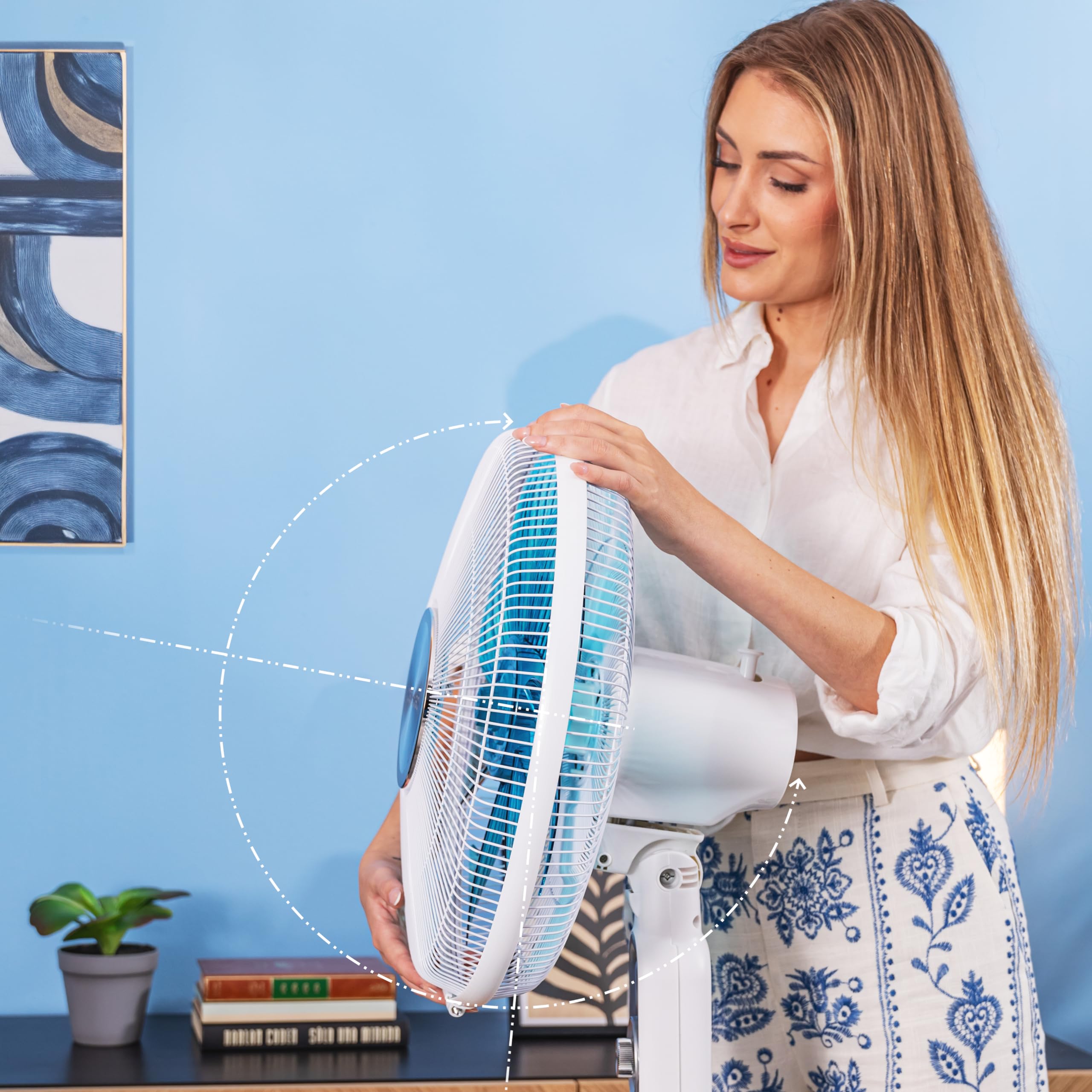 Cecotec - Ventilateur sur Pied EnergySilence 610 Max Flow - 70 W, Diamètre 30 cm, 7 Pales, 4 Vitesses et Minuterie Jusqu'à 2 Heures, Oscillation Automatique à 90º, Hauteur Réglable