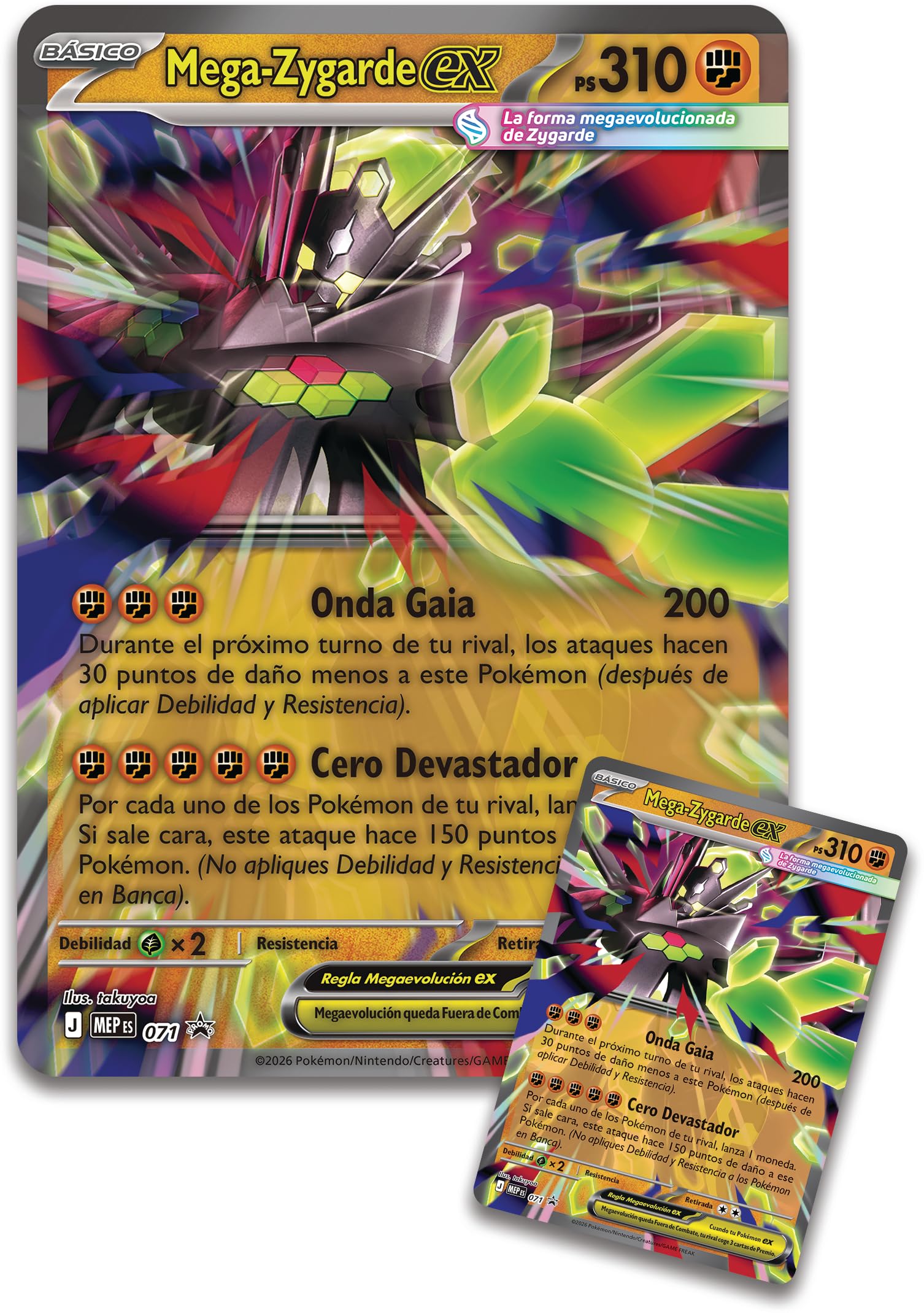 Pokémon: Colección prémium Mega-Zygarde ex (1 Carta de promoción, 1 Carta de Gran tamaño con Efecto 3D, 1 Pegatina Especial y 8 Sobres de Mejora)