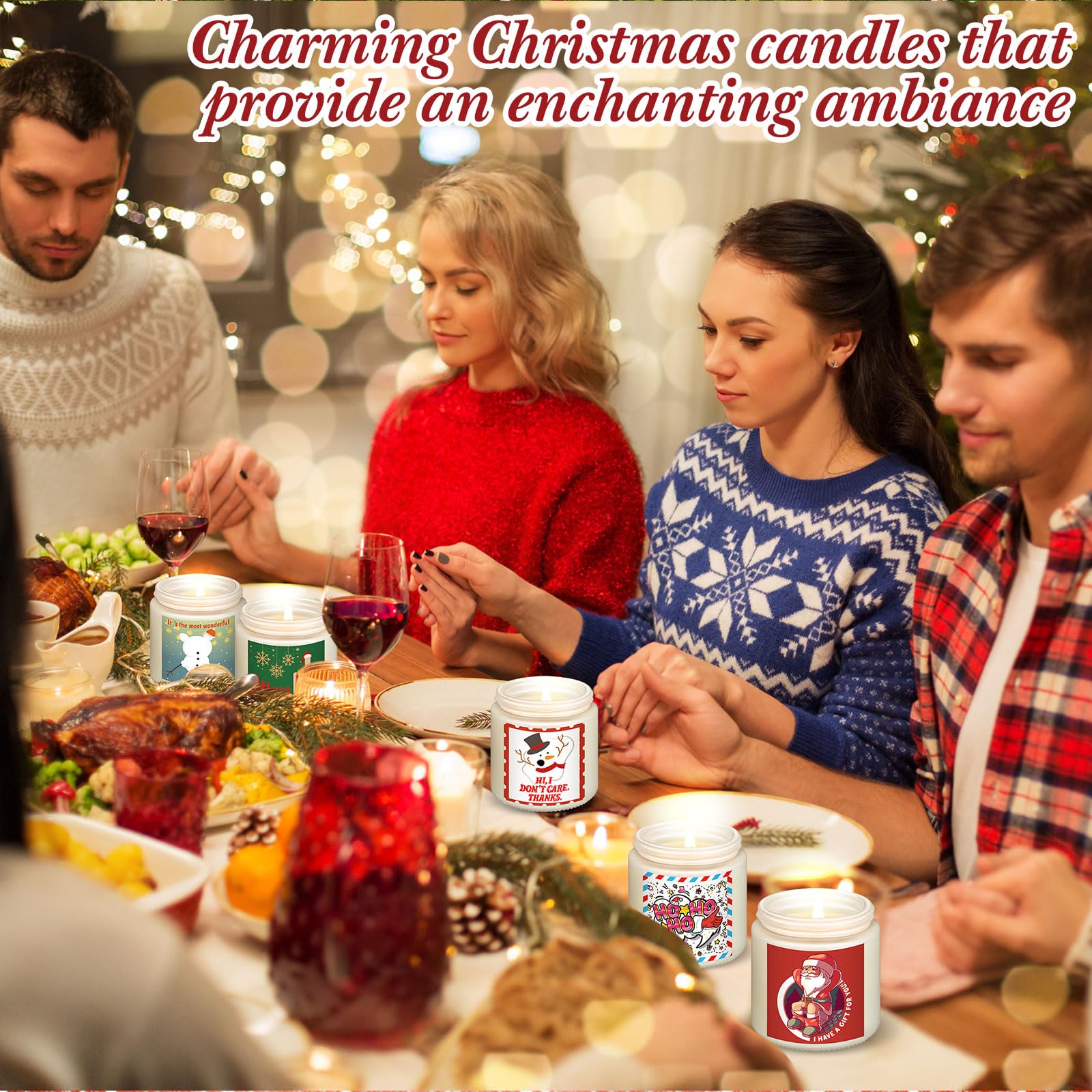 Conelist 24 velas aromáticas divertidas de Navidad, regalos divertidos de Navidad para mujeres, velas ofensivas, creatividad, decoración navideña, vela de cera de soja de 3.5 onzas para Año Nuevo