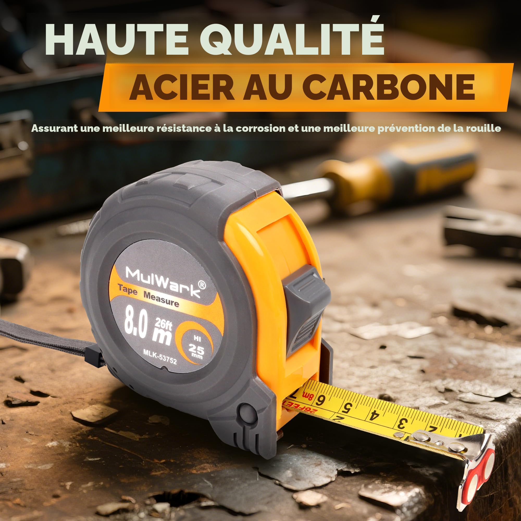 Mètre Ruban MASTERPIECE 7,5m / 25 Ft - Double échelle Métrique Et Impériale, Rétractable !