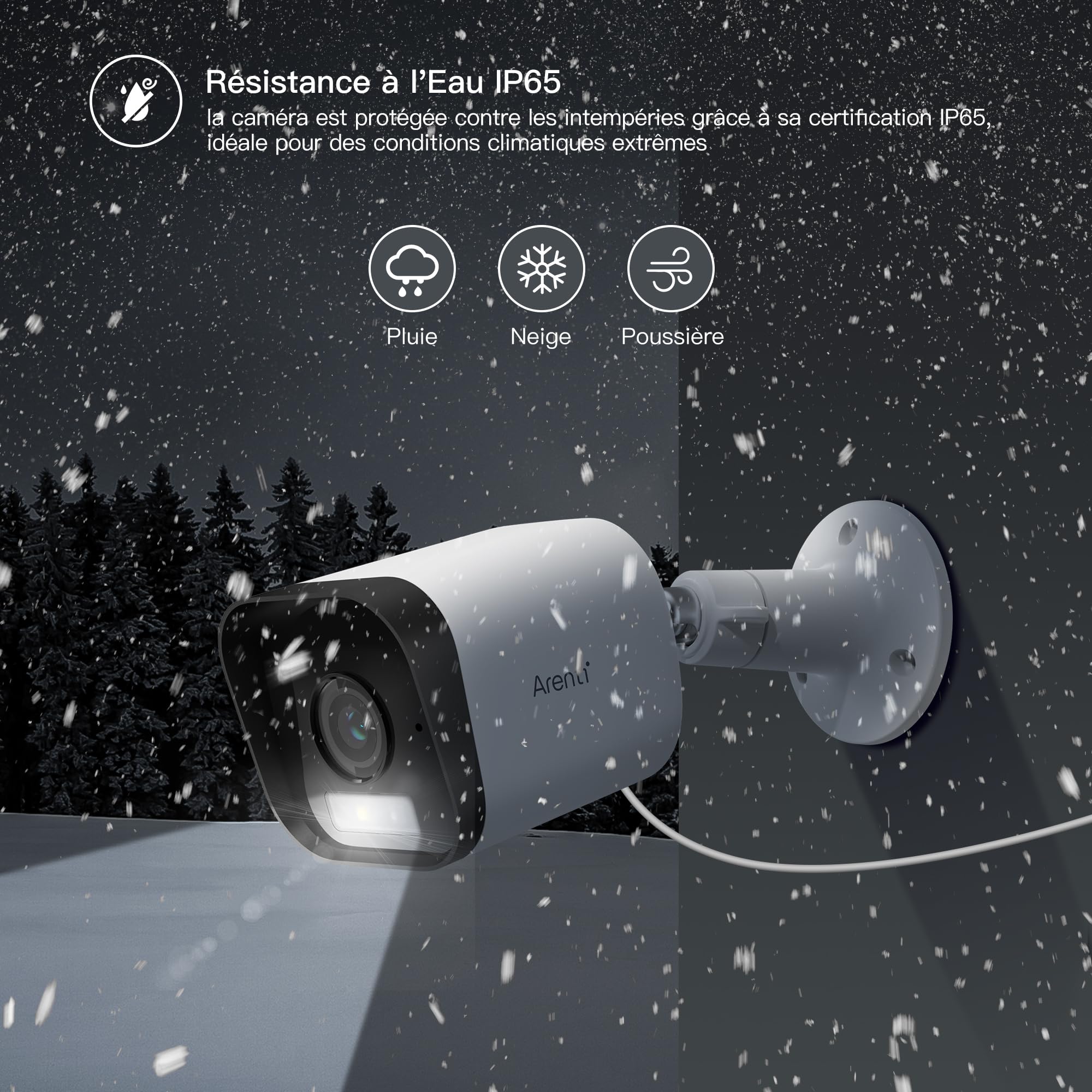 ARENTI 2,5K/4MP Caméra Surveillance Wi-FI Extérieure, Caméra IP 2,4GHz, IP65 Étanche, Audio Bidirectionnel, Détection Intelligente, Enregistrement 24/7, Alerte Instantanée et Sirène, 2PCS