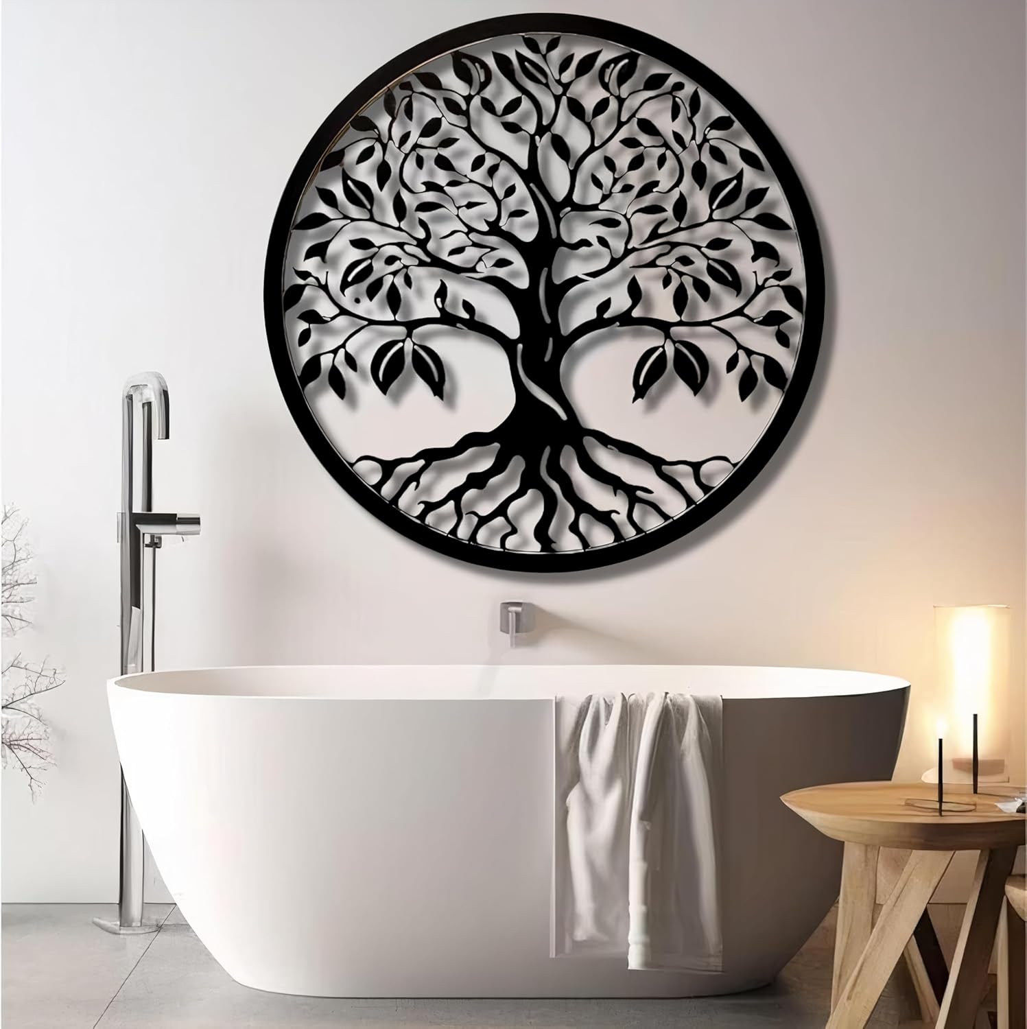 Tree of Life Metal Wall Art, Metal Tree Wall Decor for Living Room, Family Tree Home Decor, Large Wall Hanging for Office, Bedroom, Kitchen, Indoor and Outdoor Decorations, Housewarming Gift