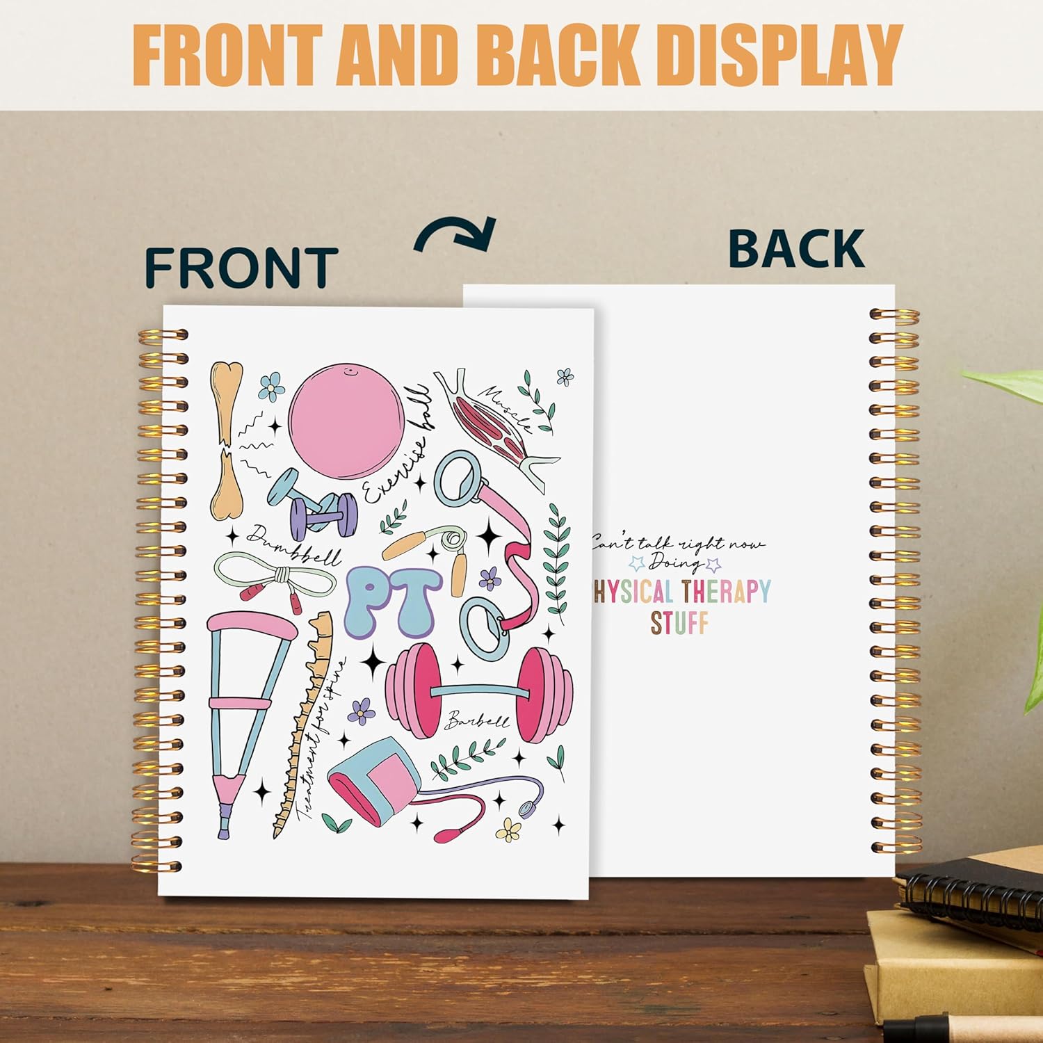 Physical Therapy Spiral Notebook, PT Physiotherapy Gifts Journaling Notebooks, Physical Therapist Gifts for Women Journal, Therapeutic Gifts Notebooks for Note Taking, 5.5x8.3 Inch - Image 4