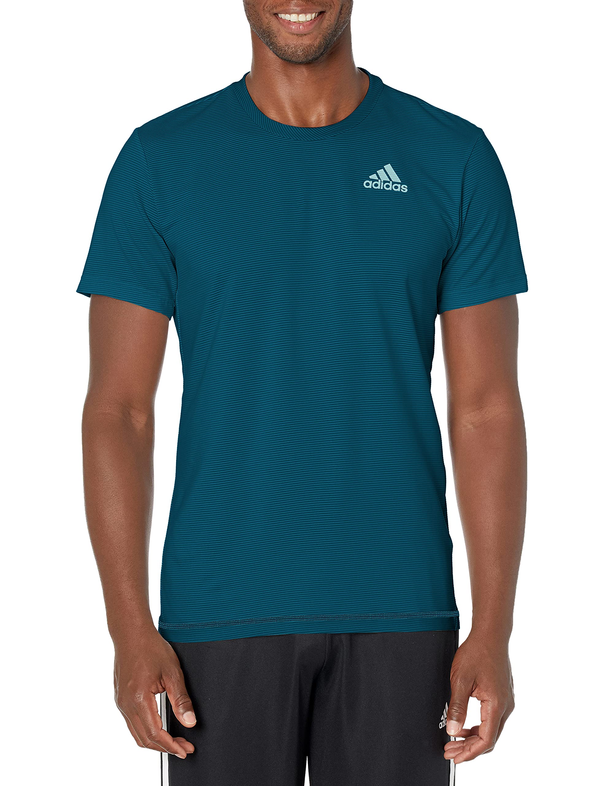 adidas Men's Parley Stripped Tee, Legend Ink/Petrol Night, Large