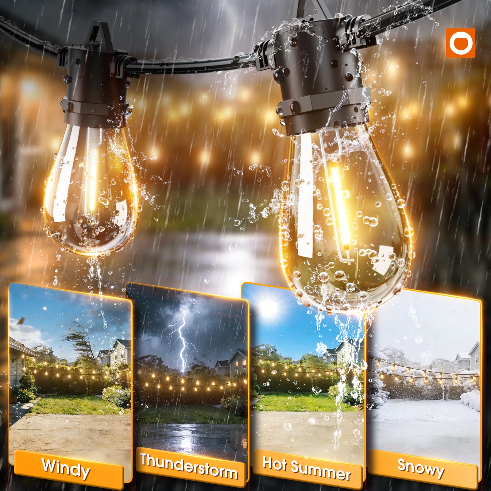 addlon 54FT(48+6) Solar String Lights Outdoor Waterproof with Remote&USB Port Solar Patio Lights Long Last for 20+Hrs, 3 Light Modes, Dimmable Solar Lights for Outside Backyard Party - 4