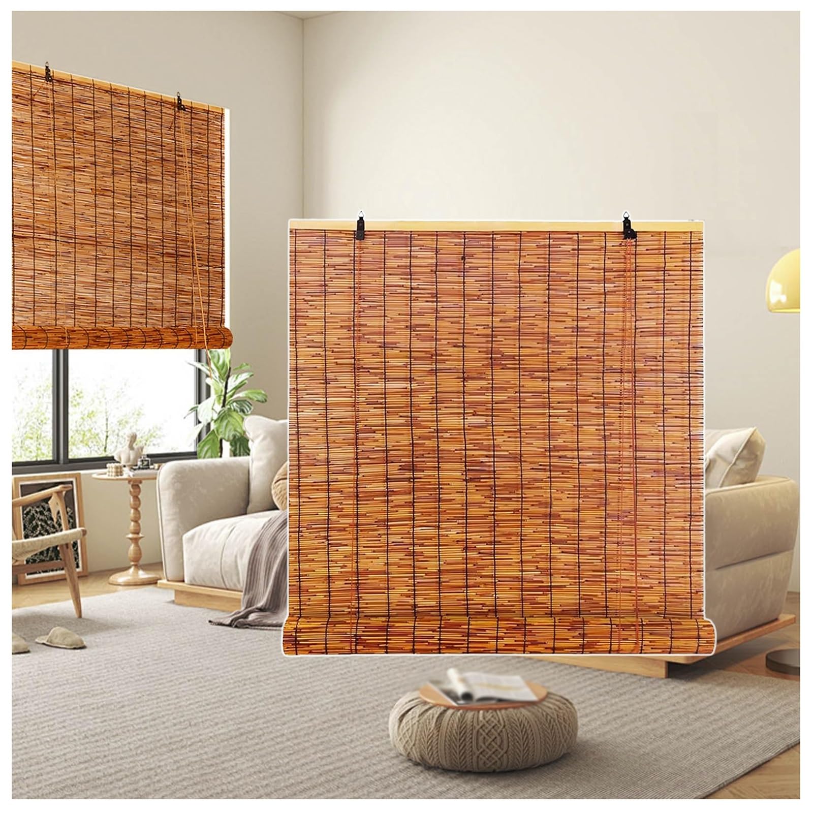 CMJYMX Bamboo Blinds Outdoor 31" 47" 55" 63" 71" 90" 118" Light Filtering Privacy Bamboo Roller Shades, Easy To Install Reed Curtain For Porch Pergola Garden(50x180CM/20x71IN(WxH))