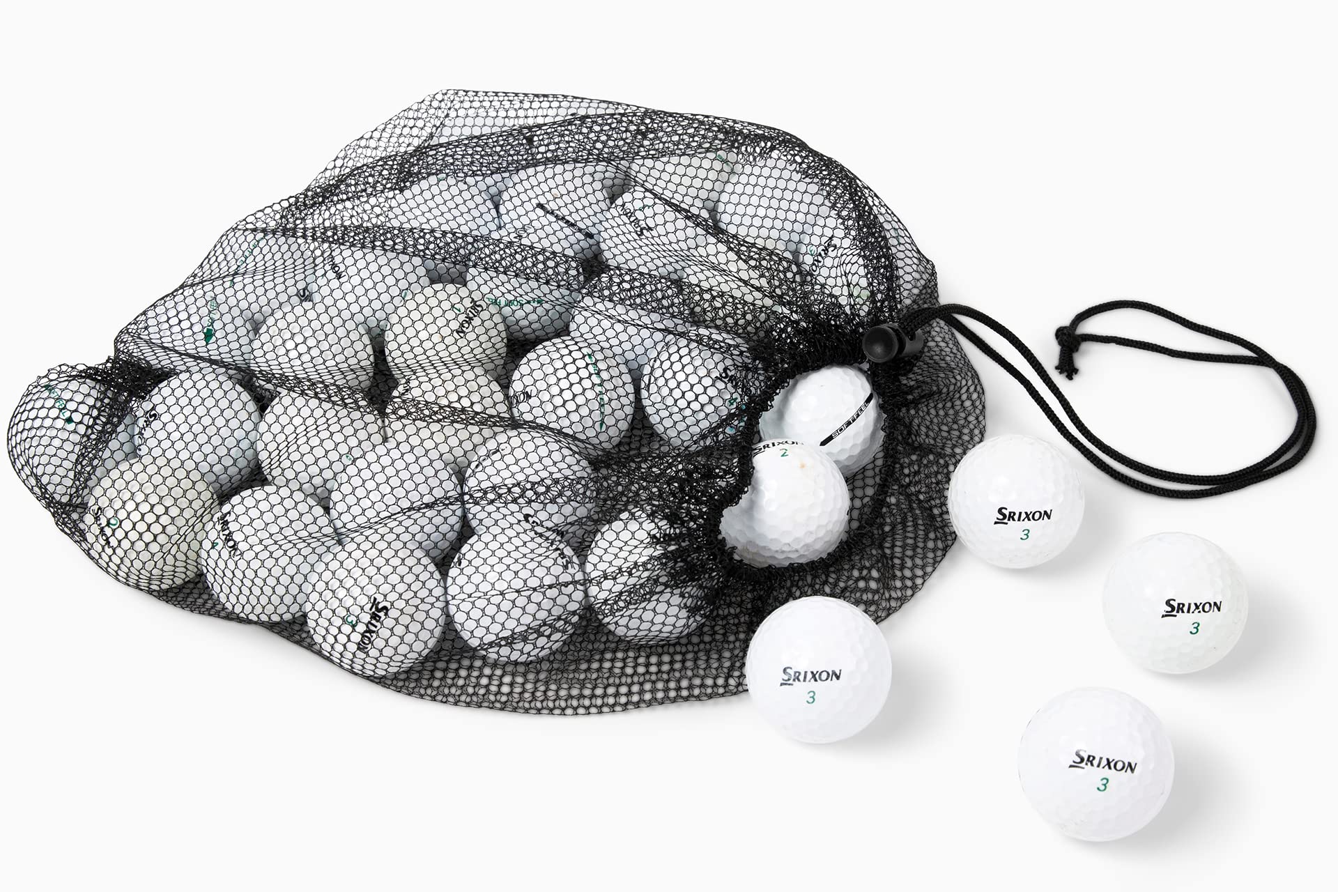 Clean Green Golf Balls Recycelte und gebrauchte Golfbälle für Srixon Soft Feel Golfbälle – inklusive Netztasche und gebrauchten Srixon-Golfbällen (48)