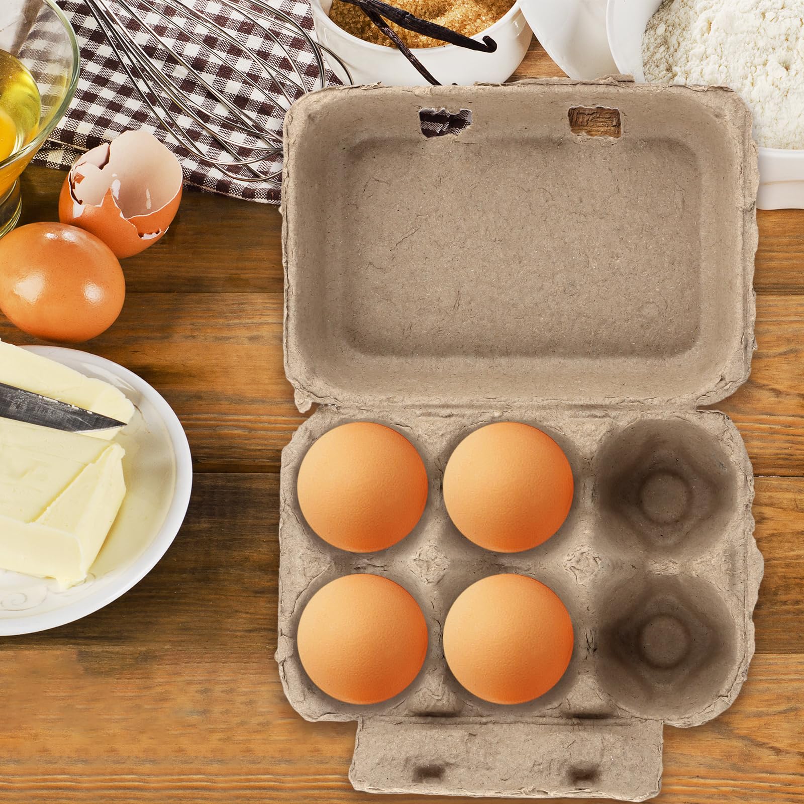 SOUJAP 50 cajas de huevos de cartón de 6 unidades, media docena de cajas de huevos de papel para pollo, 15 x 10 x 7 cm