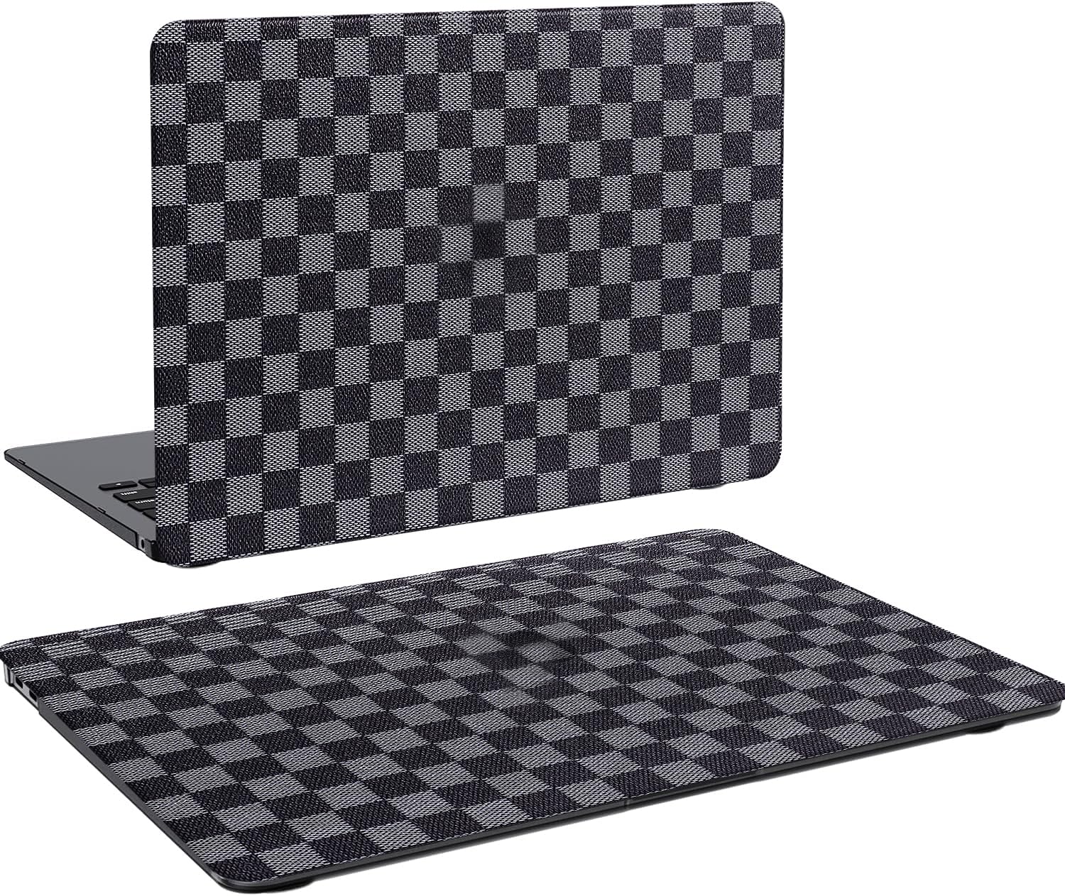 Funda a cuadros para MacBook Air de 15 pulgadas 2025 2024 2023 M4 A3241 M3 A3114 M2 A2941, elegante diseño de cuadrícula de ajedrez texturizado, funda rígida de piel sintética y cubierta para teclado