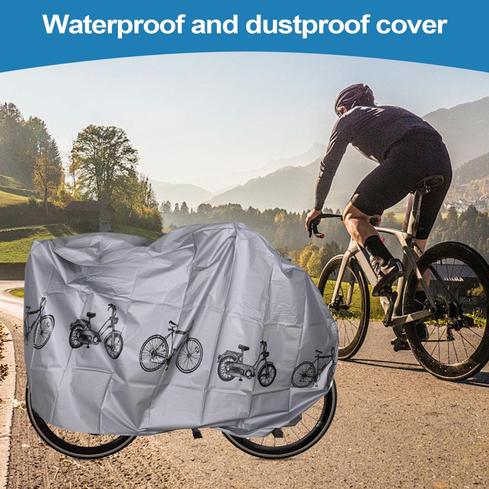 Cover Vélo Extérieur Housse Vélo Lihao 190T - Protection Imperméable 200x70x110cm Bâche Anti-pluie Poussière