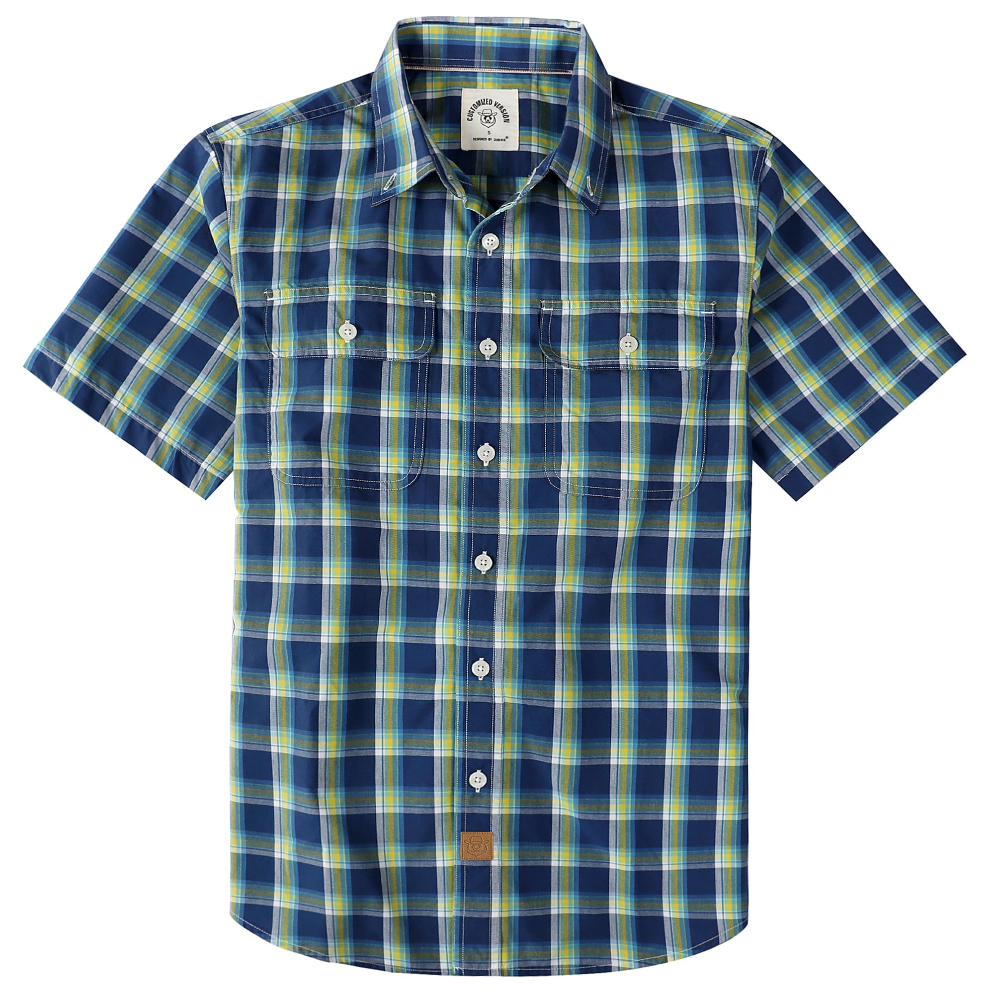 Dubinik® Mens Short Sleeve Button Down Shirts Plaid Casual Western Style Shirt 2 Pocket Lightweight Breathable Regular Fit