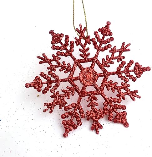 Miniatura 10 de Heyiwell 24 adornos de plástico azul real con purpurina para árbol de Navidad, fiesta, decoración de ventana de 4 pulgadas