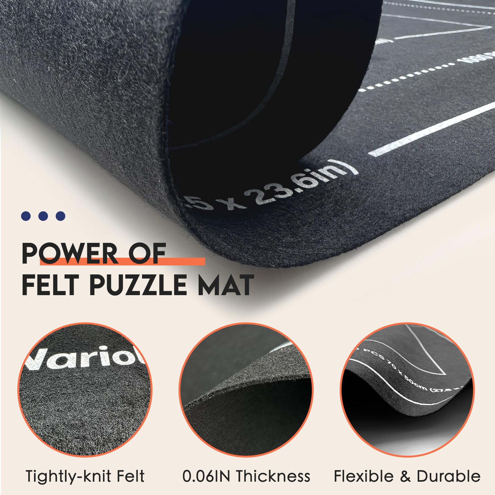 Nariolar - Tapete enrollable de goma y flet, 47 x 26 pulgadas, portátil, antideslizante, para rompecabezas de 500/1000/1500 piezas, paquete de 2 alfombrillas para rompecabezas