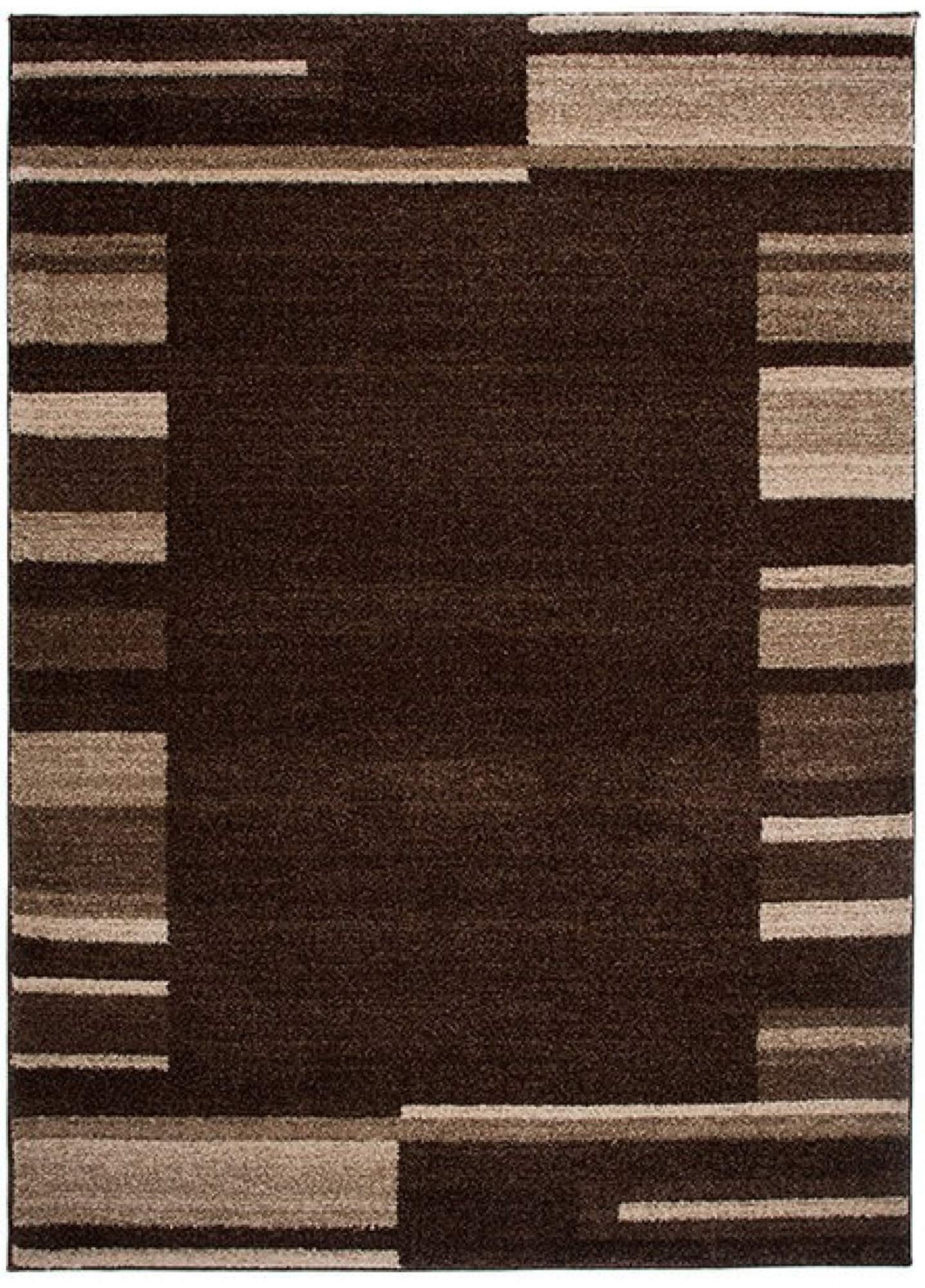 Tapiso® Dywan Sari z krótkim włosiem, nowoczesny dywan w designerskim kolorze brązowym, ciemnobrązowym, beżowym, z abstrakcyjnymi wzorem w paski, idealnie nadaje się do salonu, pokoju gościnnego, jadalni, Ökotex 140 x 190 cm