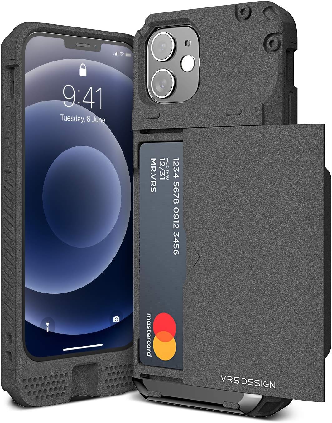 【VRS】 iPhone12 mini 対応 ケース カード 収納 3枚 耐衝撃 スマホケース 衝撃 吸収 背面 スライド 式 カードケース 付き ハード カバー タフ 頑丈 対衝撃 衝撃吸収 カード入れ 付 携帯ケース [ iPhone12 mini アイフォン12mini アイフォン12ミニ 対応 ] Damda Glide Pro サンドストーン