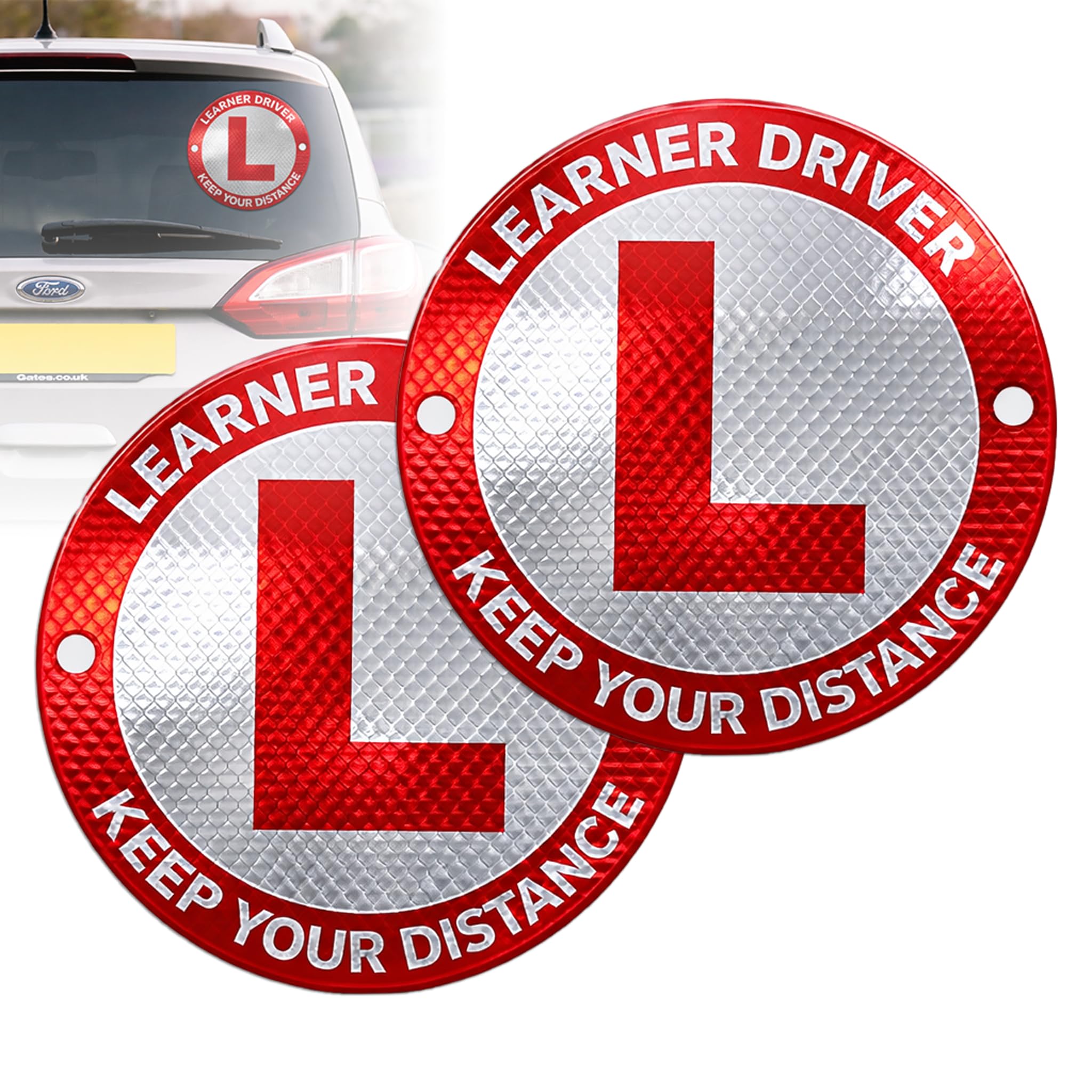 MIKANIX Reflective L-Board Learner Driver Sticker Red | High Visibility Waterproof Exterior Decal for Car Bike Scooter | Easy Apply Durable Safety Sign for Beginners Driving (Keep Distance, 2PC)-image-8