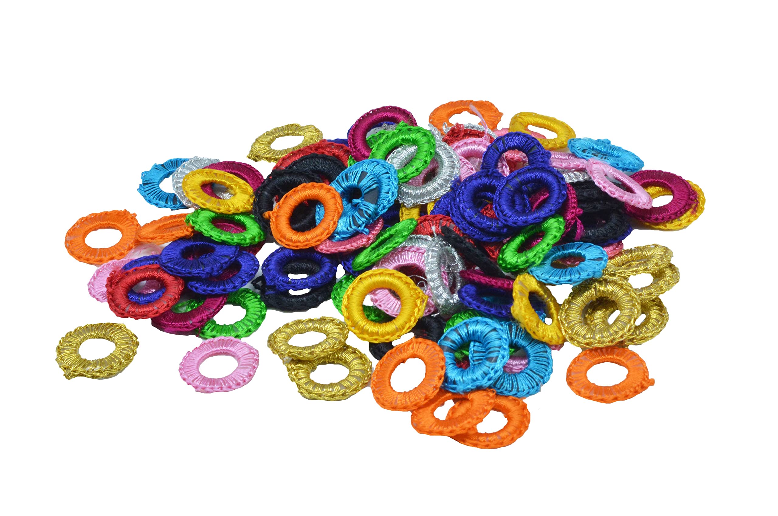 Craft Love Round Crochet Thread Rings Mirror Frames for Embroidery & Craft - Pack of 100 Rings (Size : 1.5 cm) (Multicolor 2)-image-2