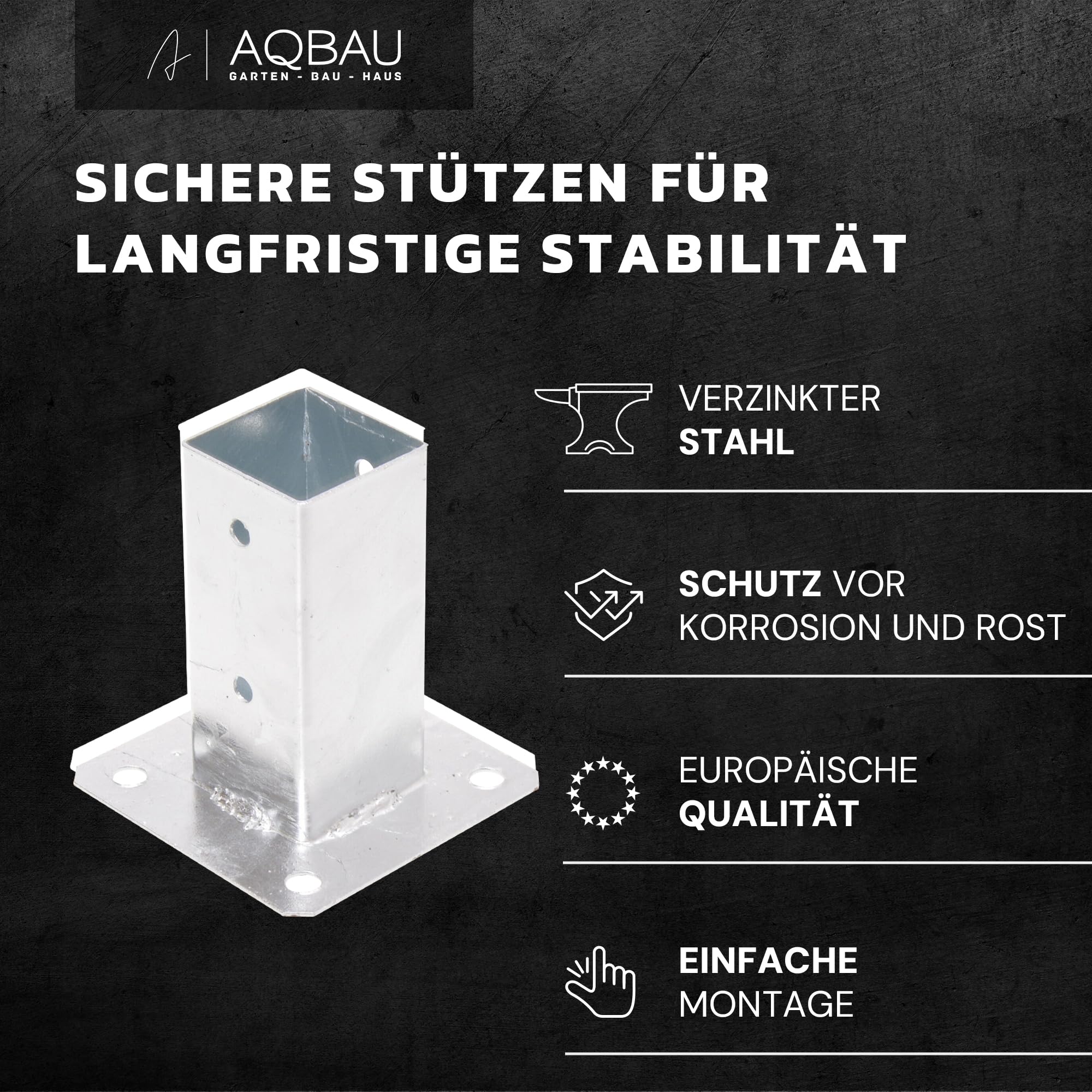Plus Pfostenträger Pfostenfuss Über-Eck Verzinkt Für Holzpfosten 9 X 9 Cm Mit Schrauben