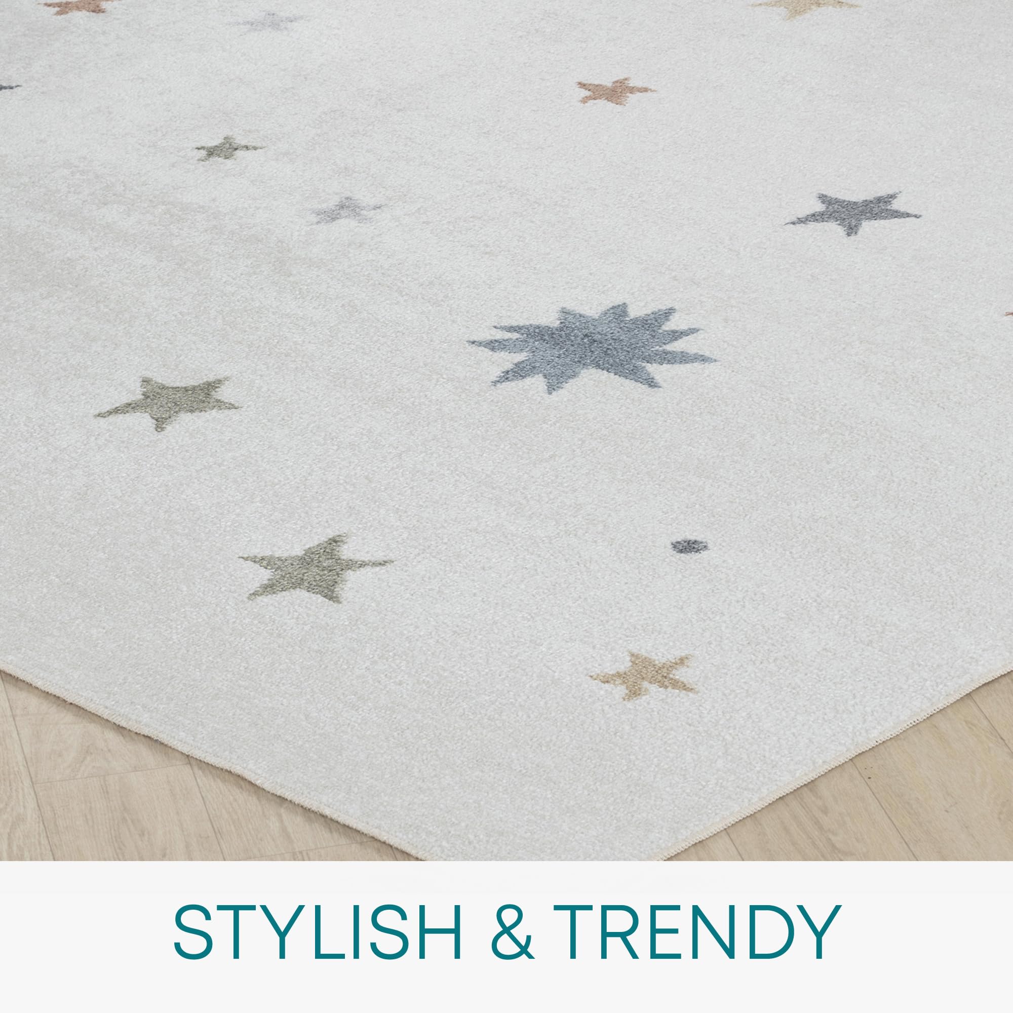 Livabliss Stella Stars Washable Kids Rug, Childrens Rugs for Bedroom 80x150 cm - Image 2