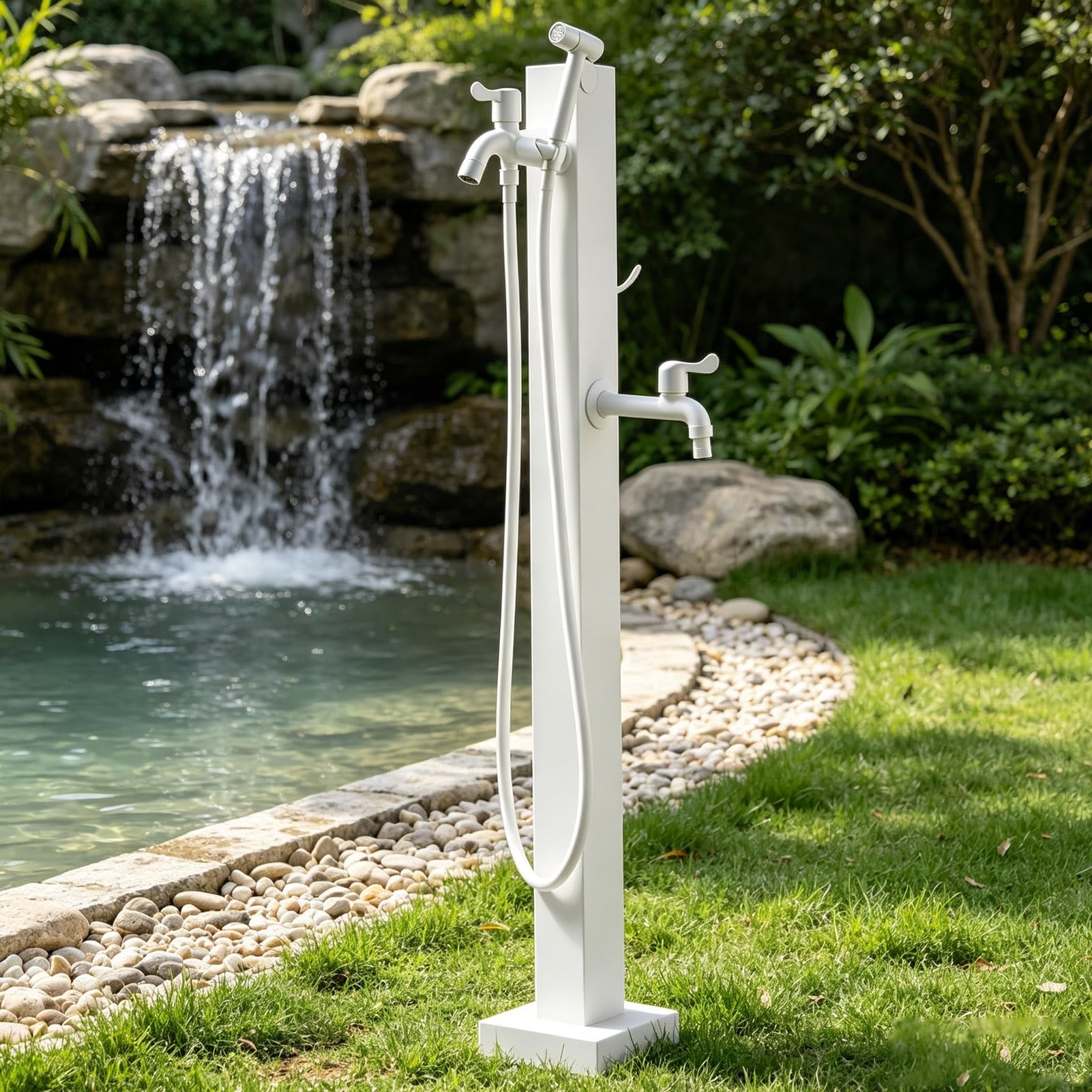 Yard Hydrant Outside Water Column with Faucet Spray Gun Garden Tap