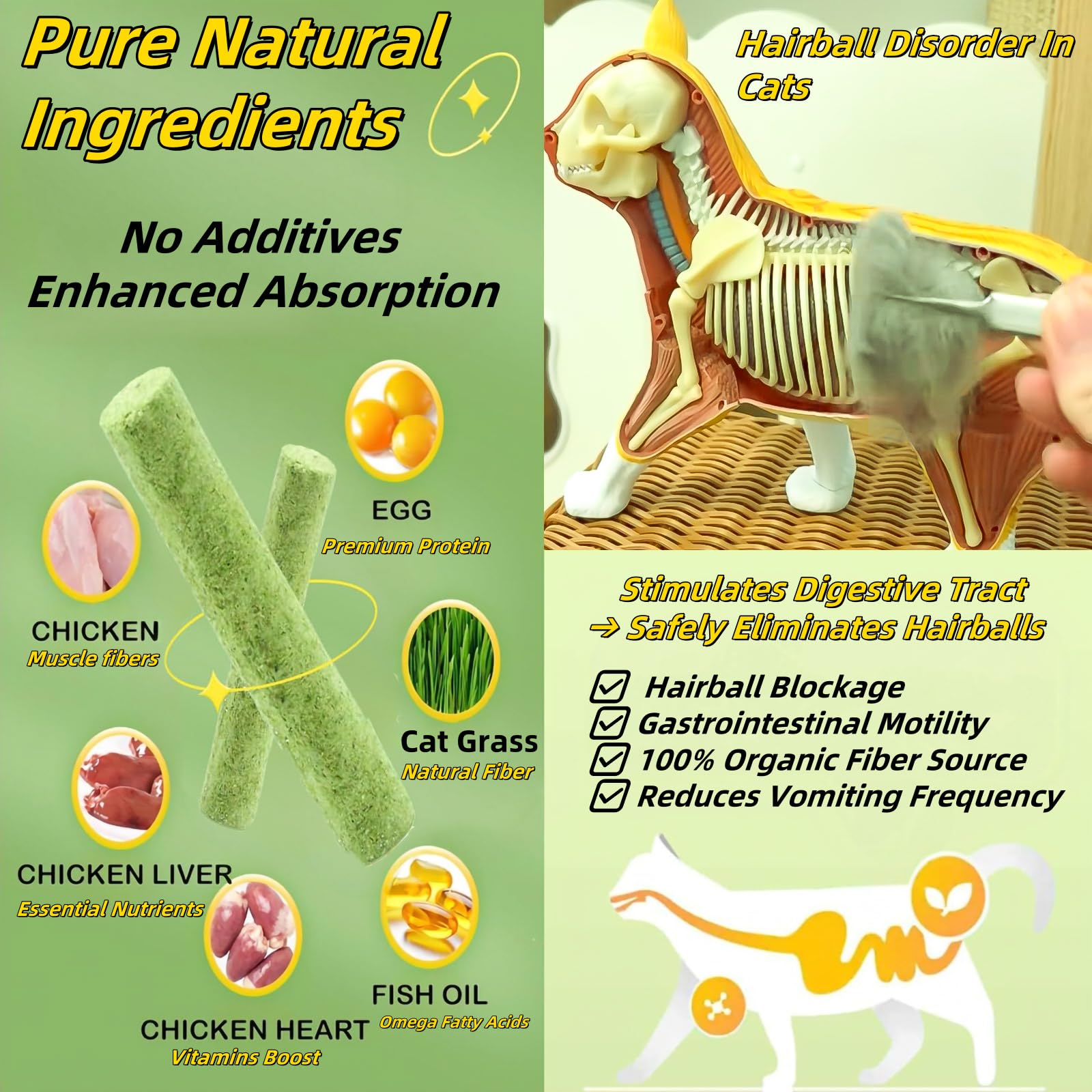 GREMBEB Cat Toys 12Pack Cats Grass Treat Catnip Toy with Silvervine for Indoor Kitten Toys Wood Kitty Chew Rope Grass Sticks for Teeth Cleaning Kitten Snack for Catnip Dental Care Self Play