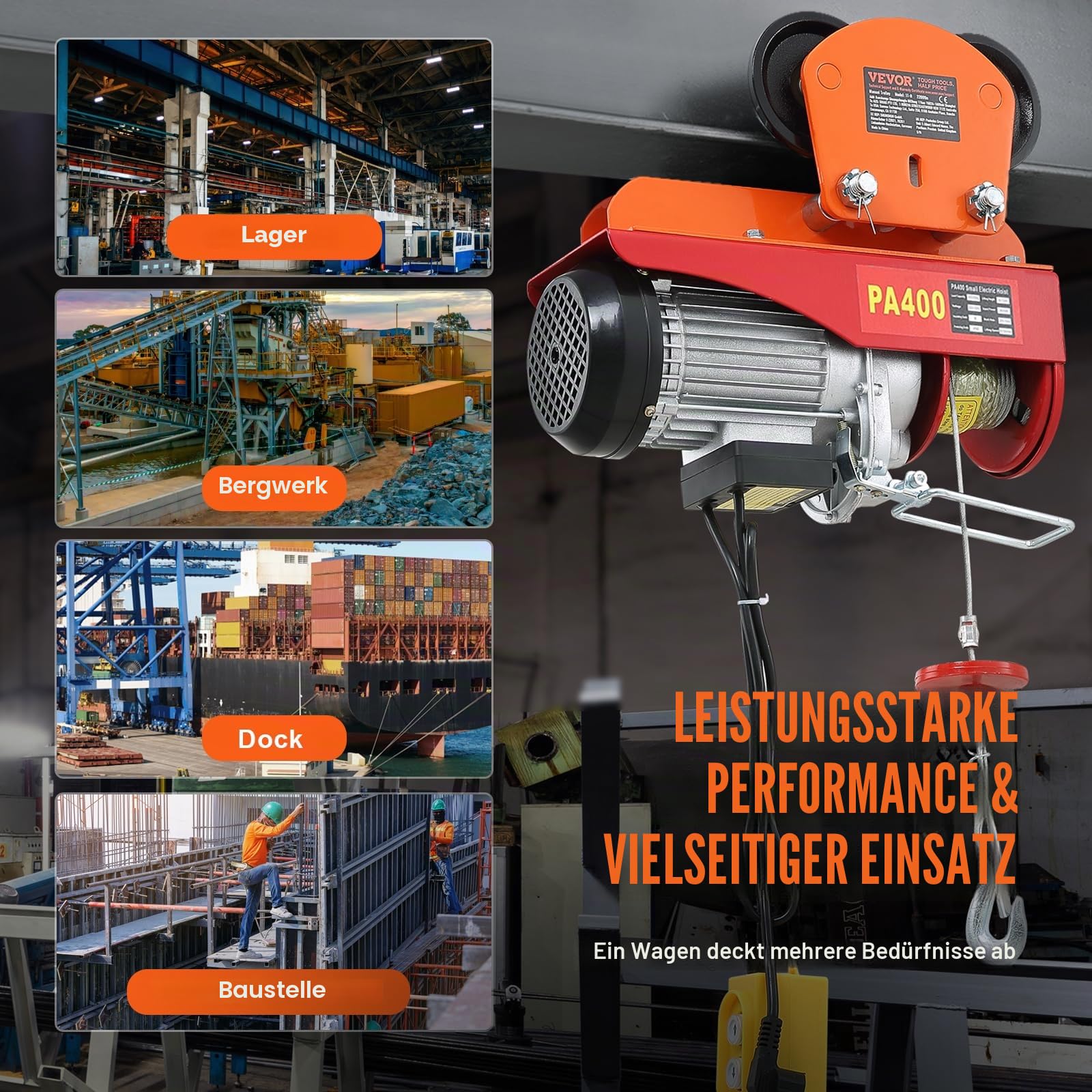 VEVOR Laufkatze 1Tonnen Tragfähigkeit Hallenkran 68-110mm Einstellbare Breite Kran 350x196x160mm Rollfahrwerk Doppelrad-Design Handfahrwerk für I- und H-Trägern Hallenkran Ladekran