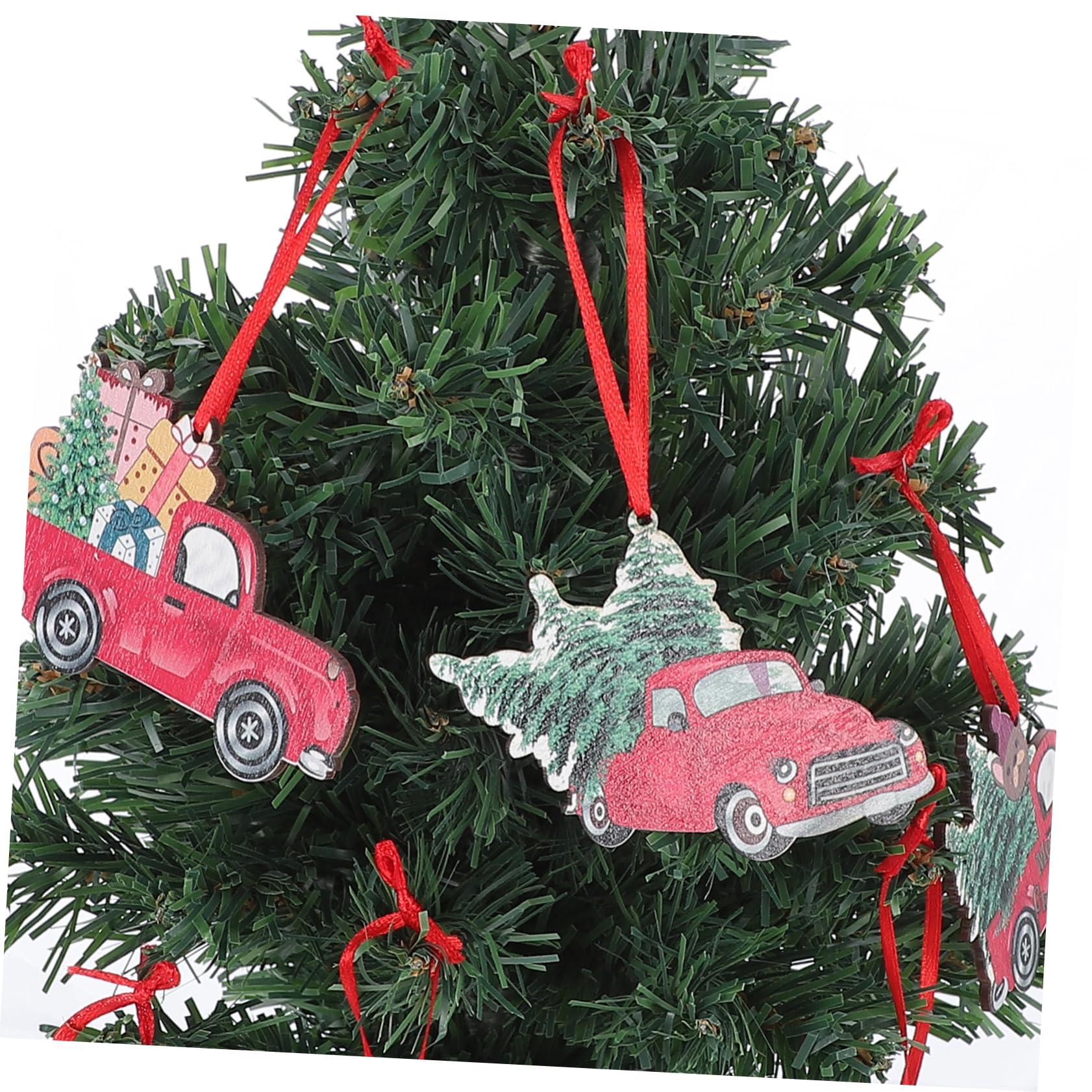 Ciieeo 2 Juegos De Colgantes Navideños De Madera Seguros Adornos Decorativos para Árbol De Navidad Adornos De Madera para Coche para Festivales (6 Unidades)