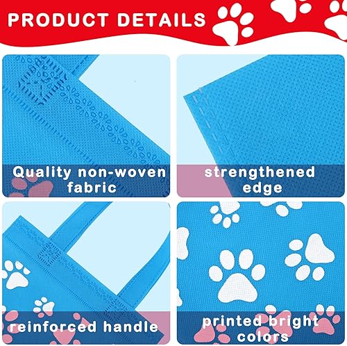 Miniatura 4 de Sumind 24 bolsas con estampado de patas con asa, no tejidas, regalo de gato, regalo de patas, regalo de gato, bolsa de dulces reutilizable para