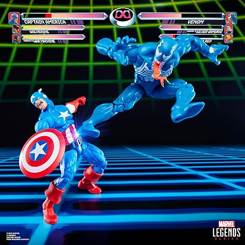 Miniatura 6 de Marvel Legends Series Gamerverse Capitán América vs Venom, figuras de acción coleccionables inspiradas en videojuegos retro de 6 pulgadas