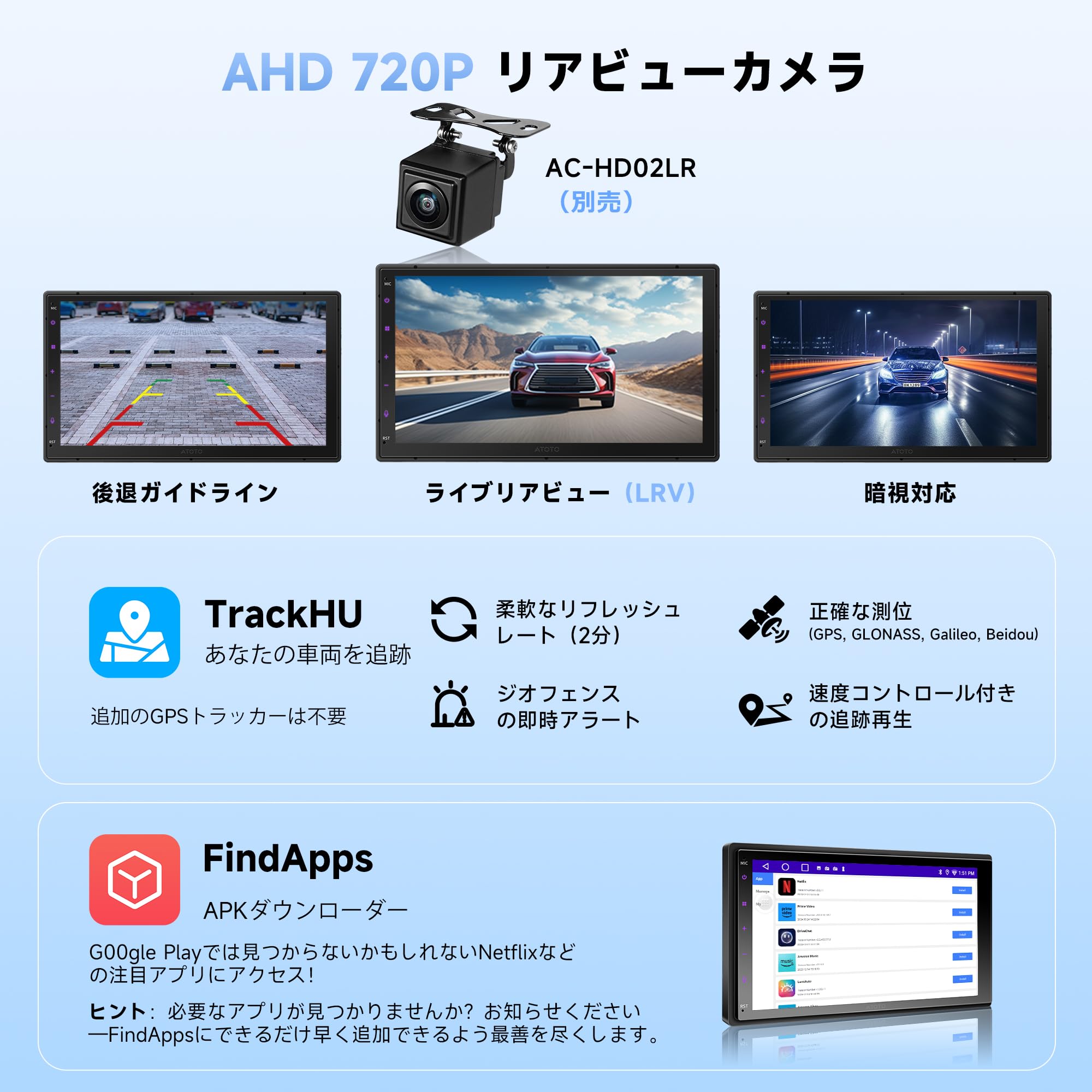 Amazon | ATOTOEXCEL A5L Androidナビ 2DIN ディスプレイ
