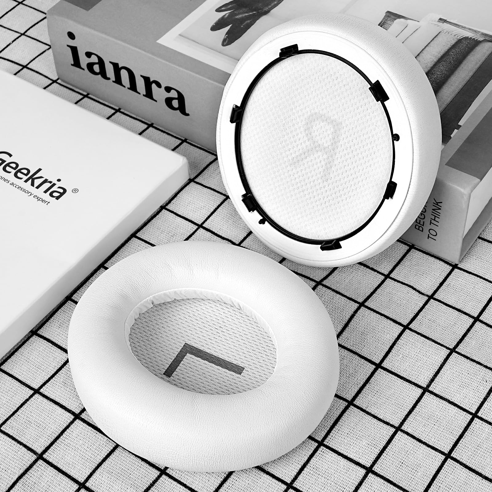 Geekria QuickFit Replacement Ear Pads for Anker Soundcore Life Q45, Space Q45 Headphones Ear Cushions, Repair Parts (White) - Image 4