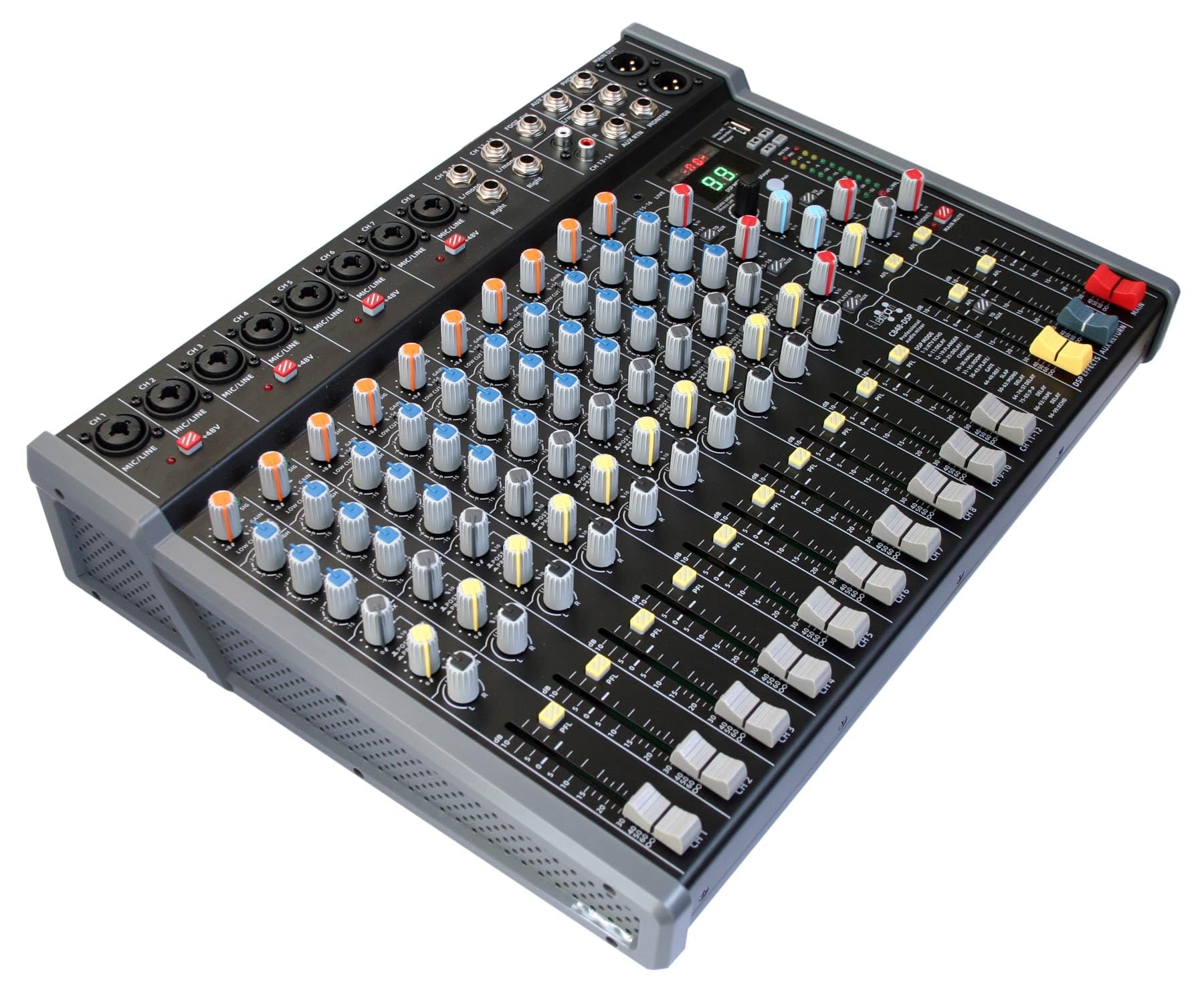 E-Lektron C848-DSP Live Mischpult 8-Kanal + Stereo AUX, BLuetooth, MP3 USB-Interface und Effekt-Prozessor (C848-DSP)