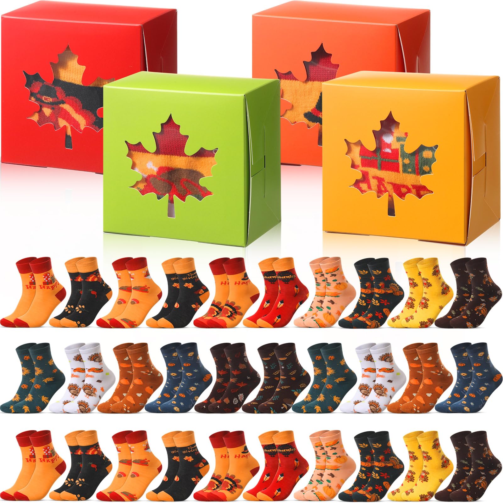 Jecery Socken für Herbst und Erntedankfest, Geschenk in Schachteln, für Damen und Mädchen, flauschige Socken für Partys