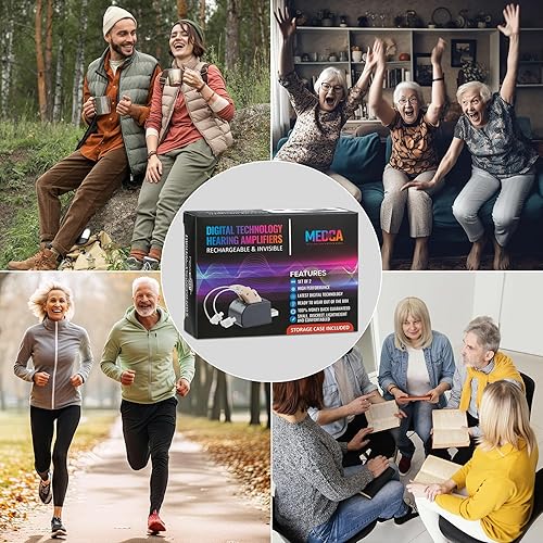 Miniatura 9 de Juego de amplificadores auditivos digitales (2 pares) 4 amplificadores auditivos recargables con cancelación de ruido con control de volumen de un