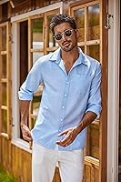 Vista 52 de COOFANDY Camisa Oxford de manga larga con botones para hombre, camisas de vestir de ajuste regular